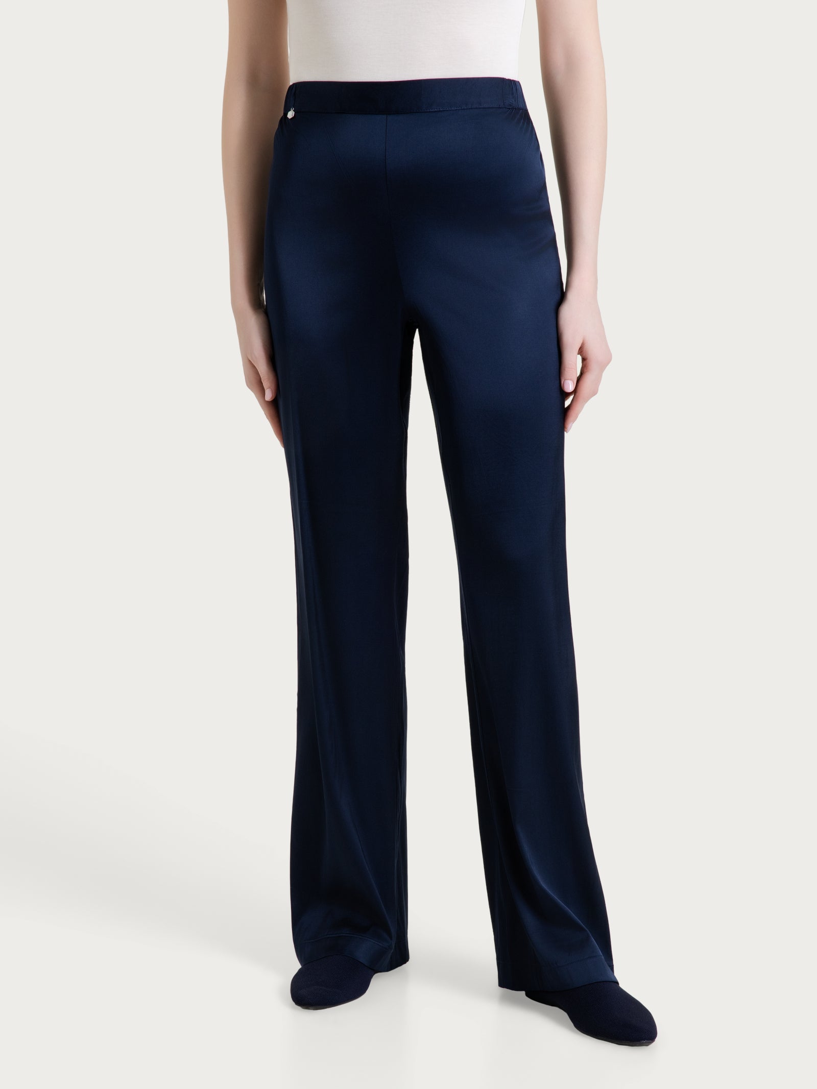 Ragno Stretch Satin pantalone ampio donna Bleu