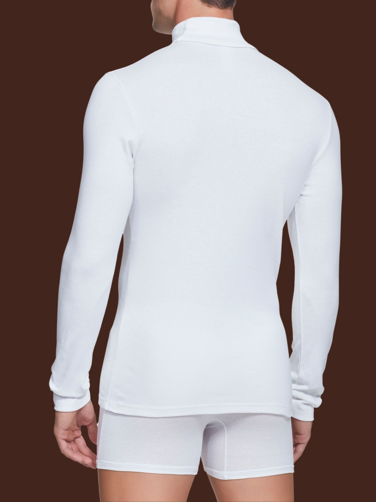 Ragno dolcevita caldo cotone uomo bianco felpato