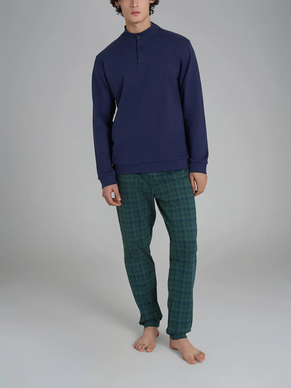 Ragno Jersey Cotone Pigiama Lupetto Uomo Tartan Verde