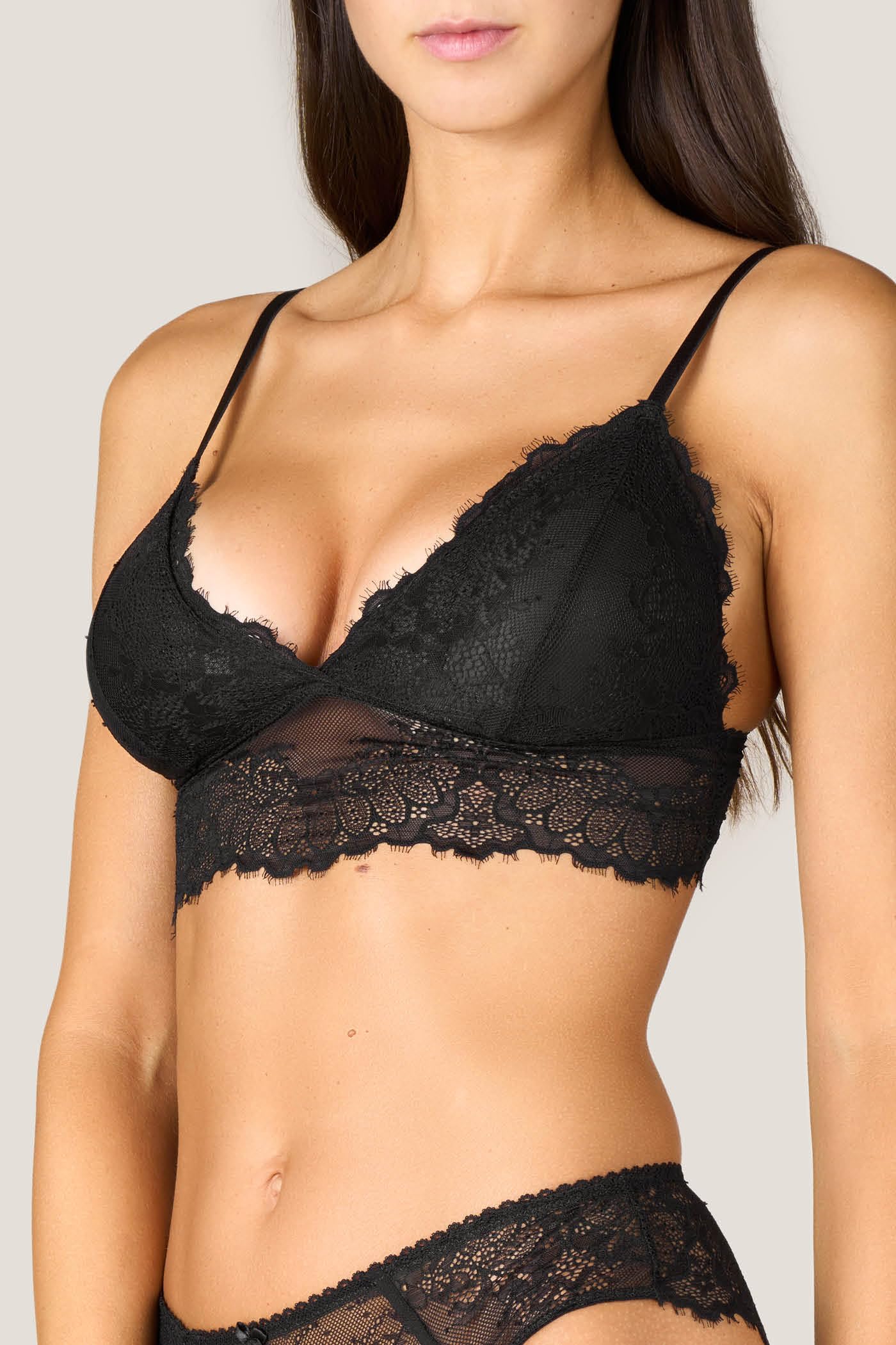 Goldenpoint Moresco Lace top triangolo scollo a V imbottito