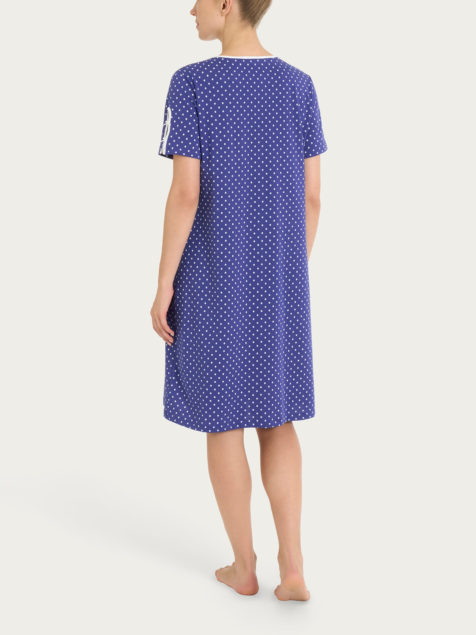 Ragno Jersey Cotone camicia notte pois blu Navy