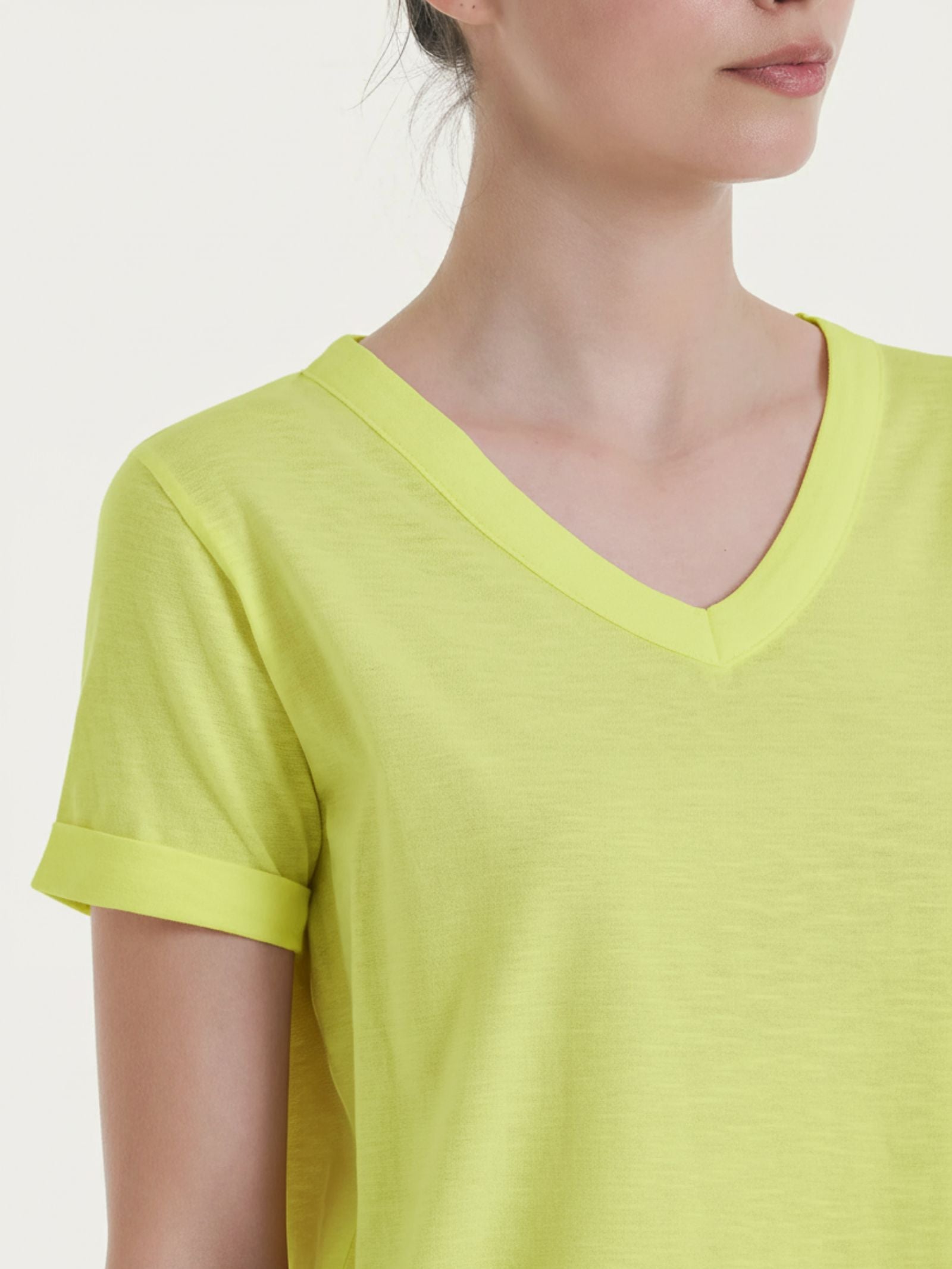 Ragno Slub Jersey Maglietta Scollo a V Acacia puro cotone