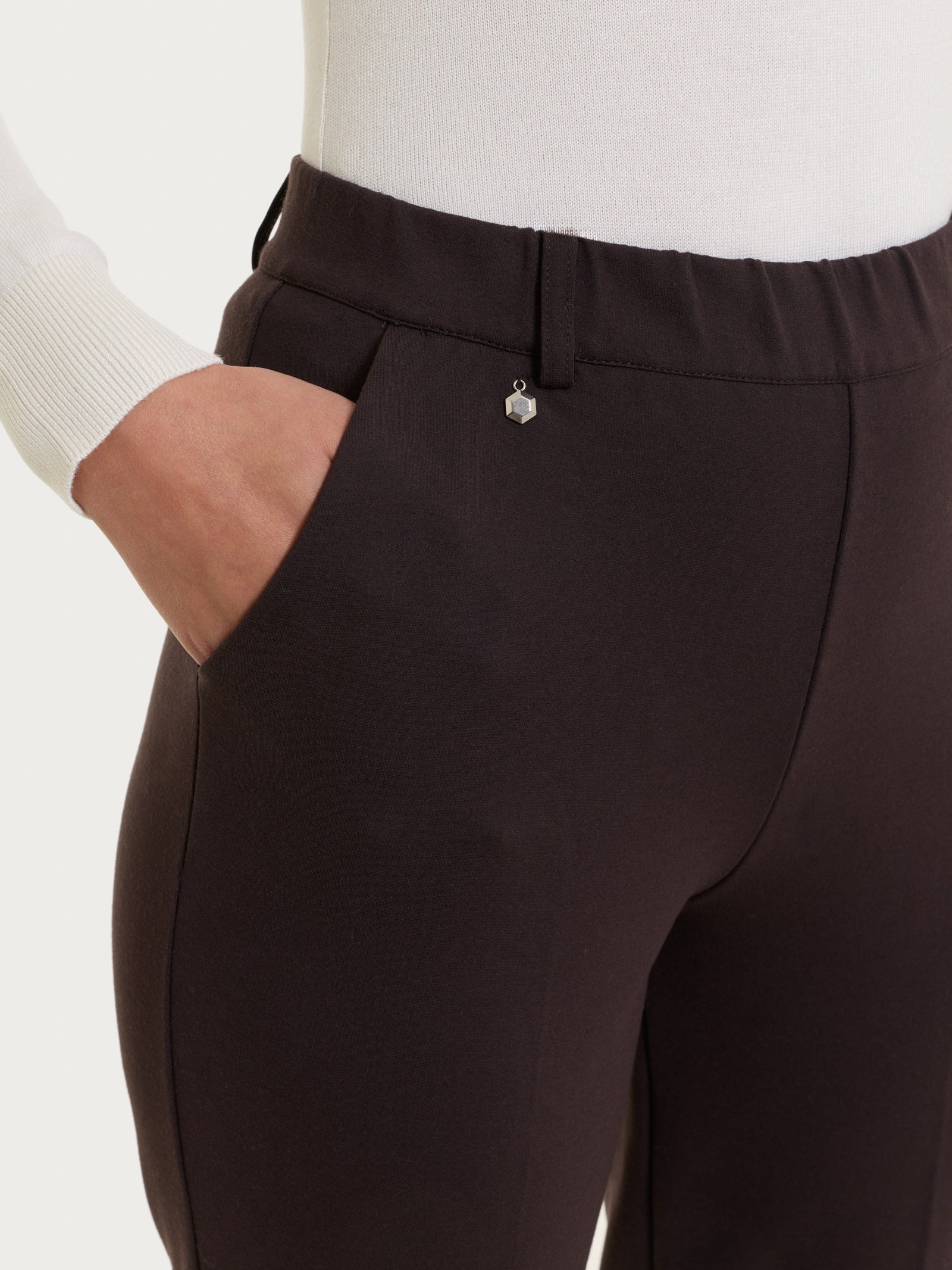 Ragno Cashmere Compact Pantalone Dritto Marrone