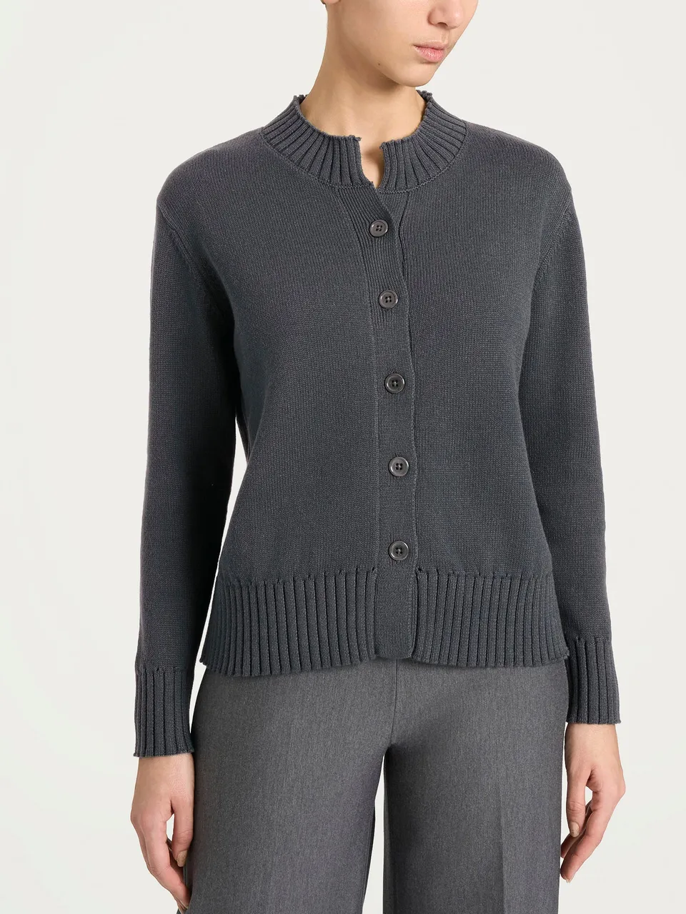 Ragno Winter Cotton Cardigan Ardesia Mel. puro cotone bottoni