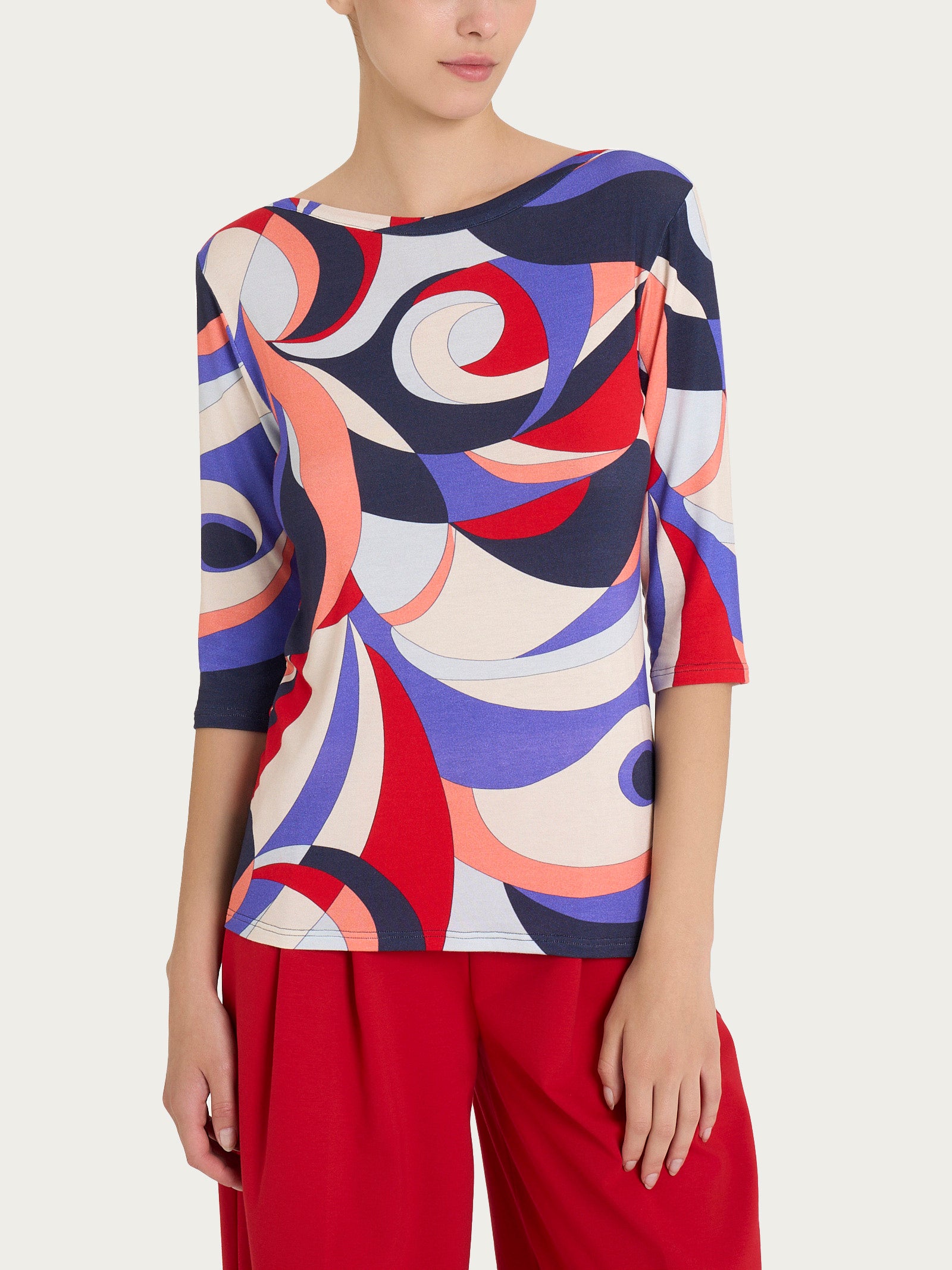 Ragno Viscosa Summer girocollo maglietta fantasia blu