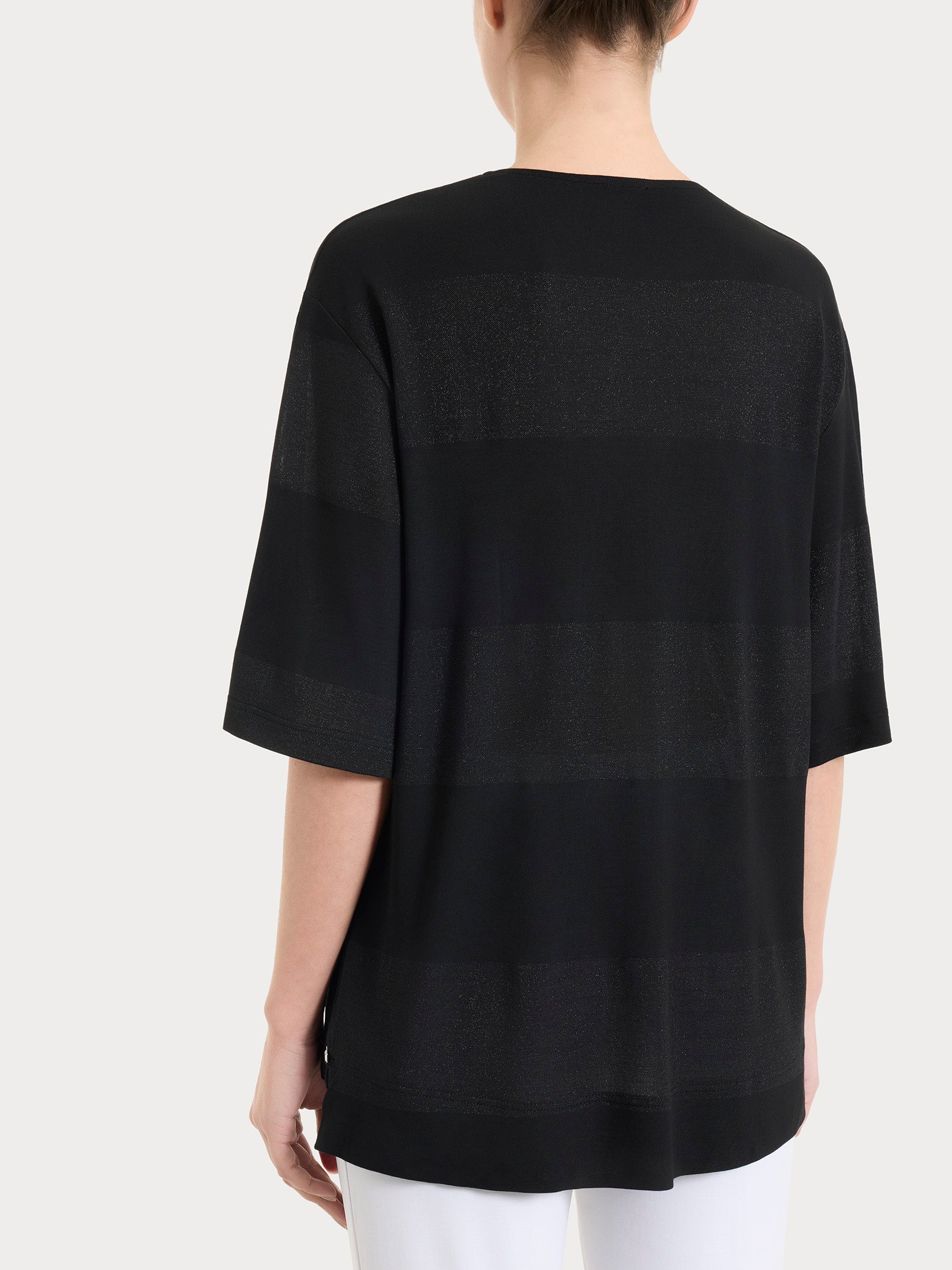 Ragno Summer Light Maglietta righe donna Nero lurex