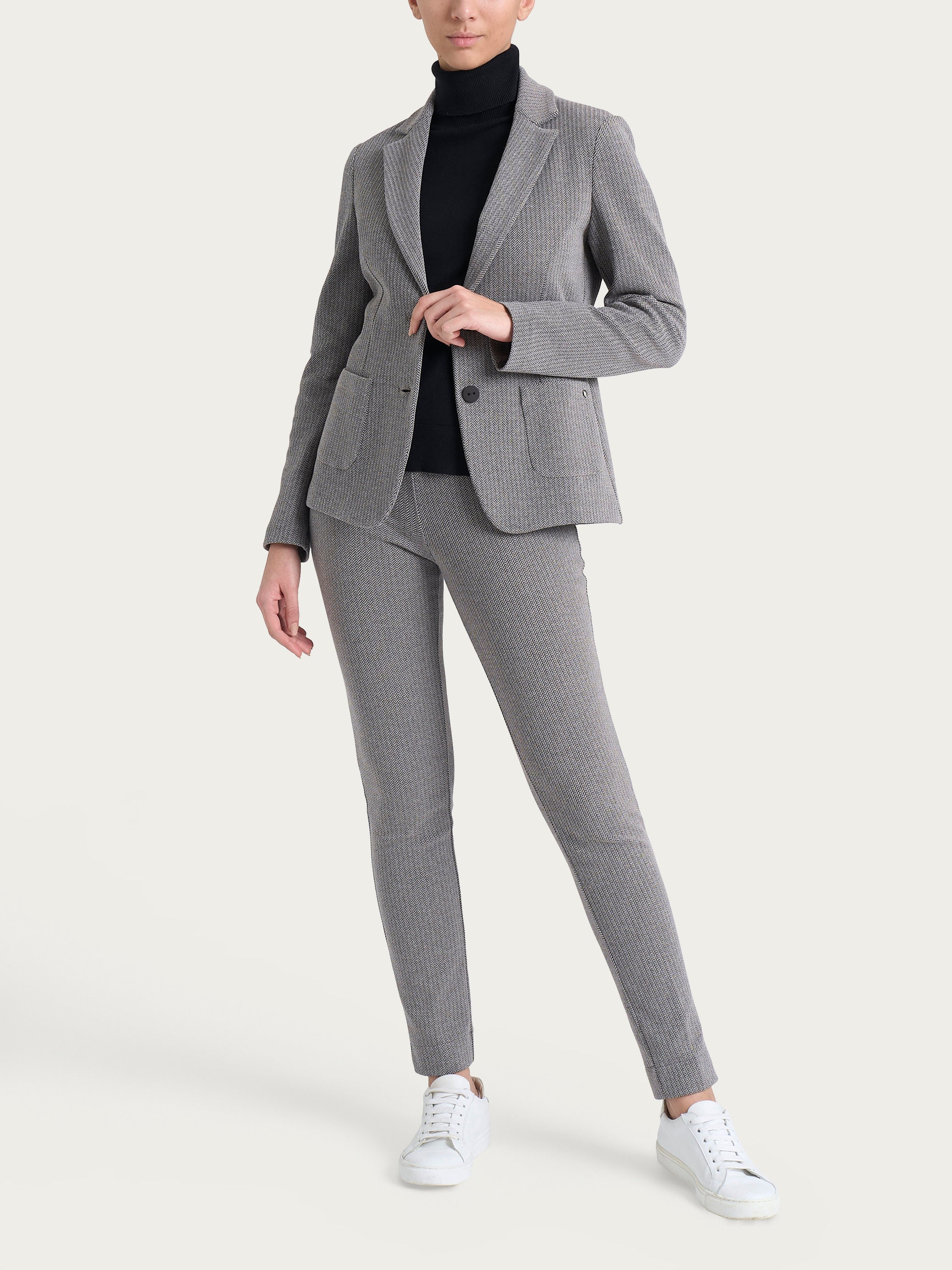 Ragno Compact Blazer Spina Pesce Donna Eco Jacquard Marrone