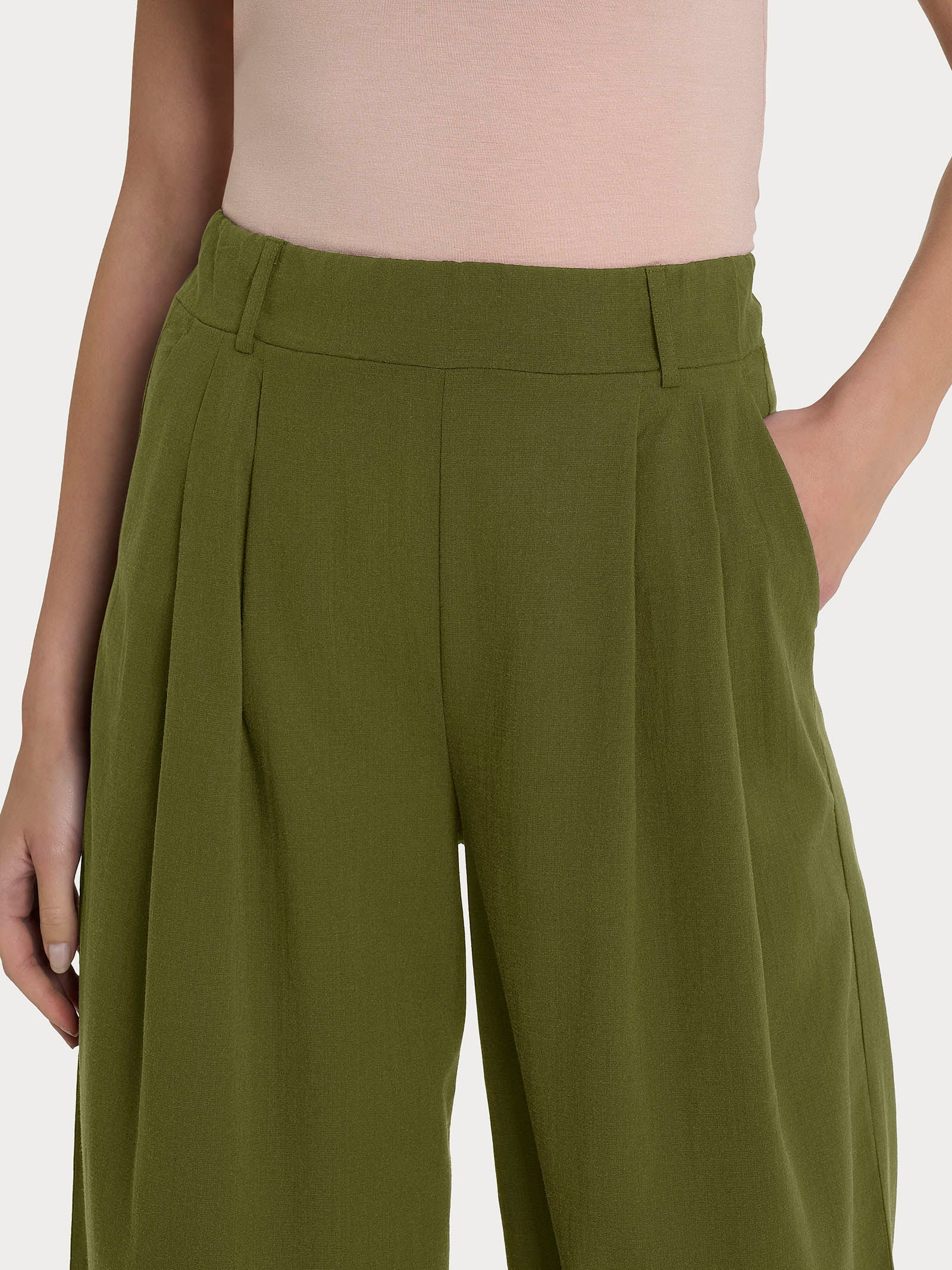Ragno Super Natural pantalone palazzo Sphagnum con pinces