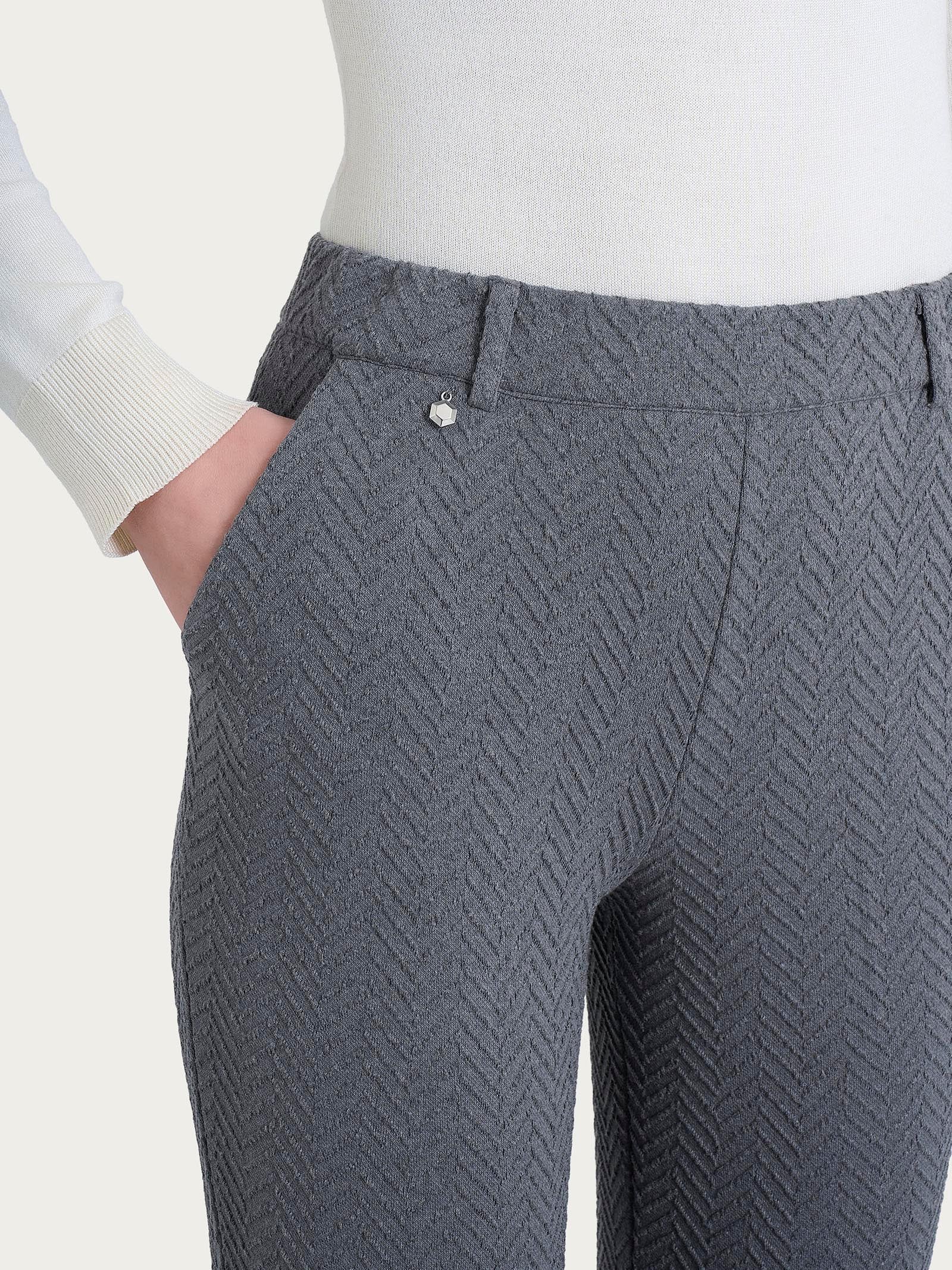 Ragno Eco Jacquard pantalone dritto donna grigio mel spina pesce
