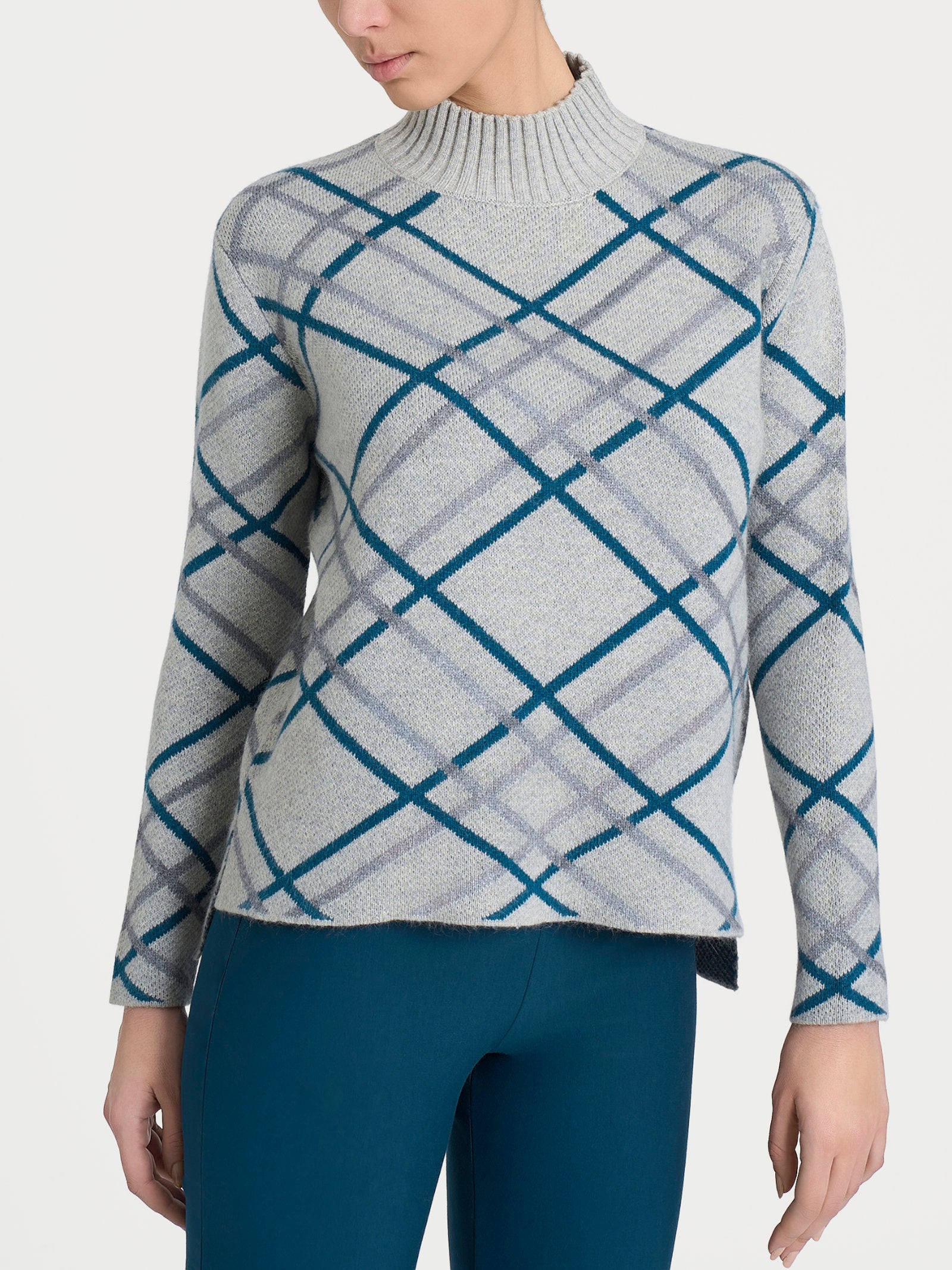 Ragno Natural Soft Lupetto Check Maglia Ghiaia Mel.