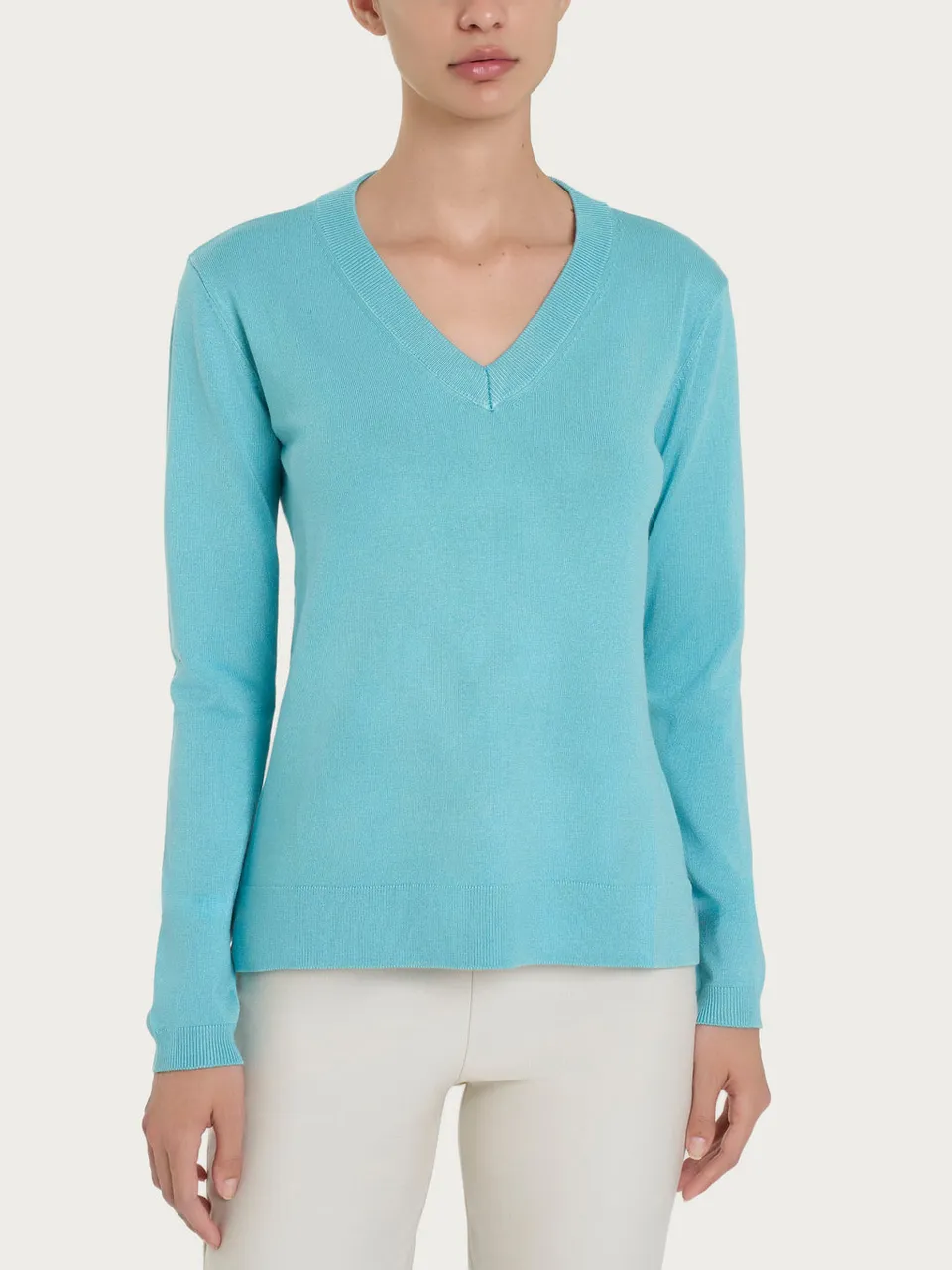 Ragno Four Seasons maglia scollo V blu leggera