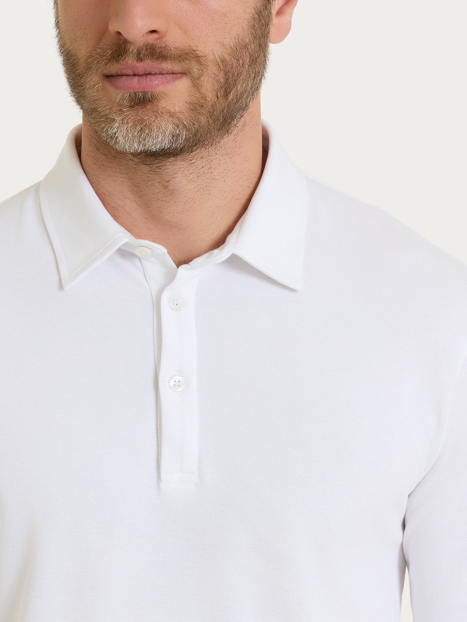 Ragno Cotton Piquet Polo Manica Lunga Bianco Cotone