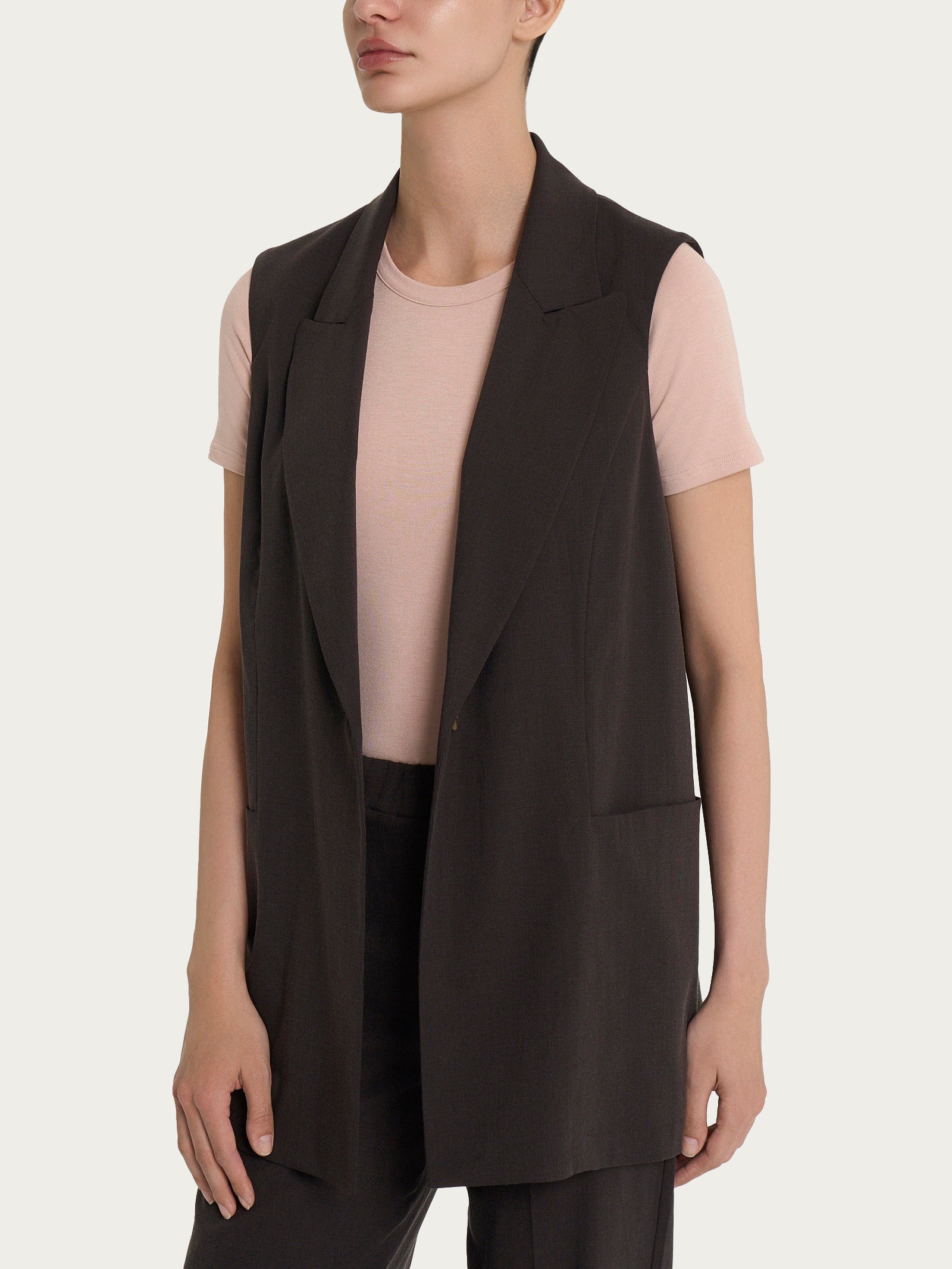 Ragno Super Natural Gilet Lungo Tencel Chocolate Torte