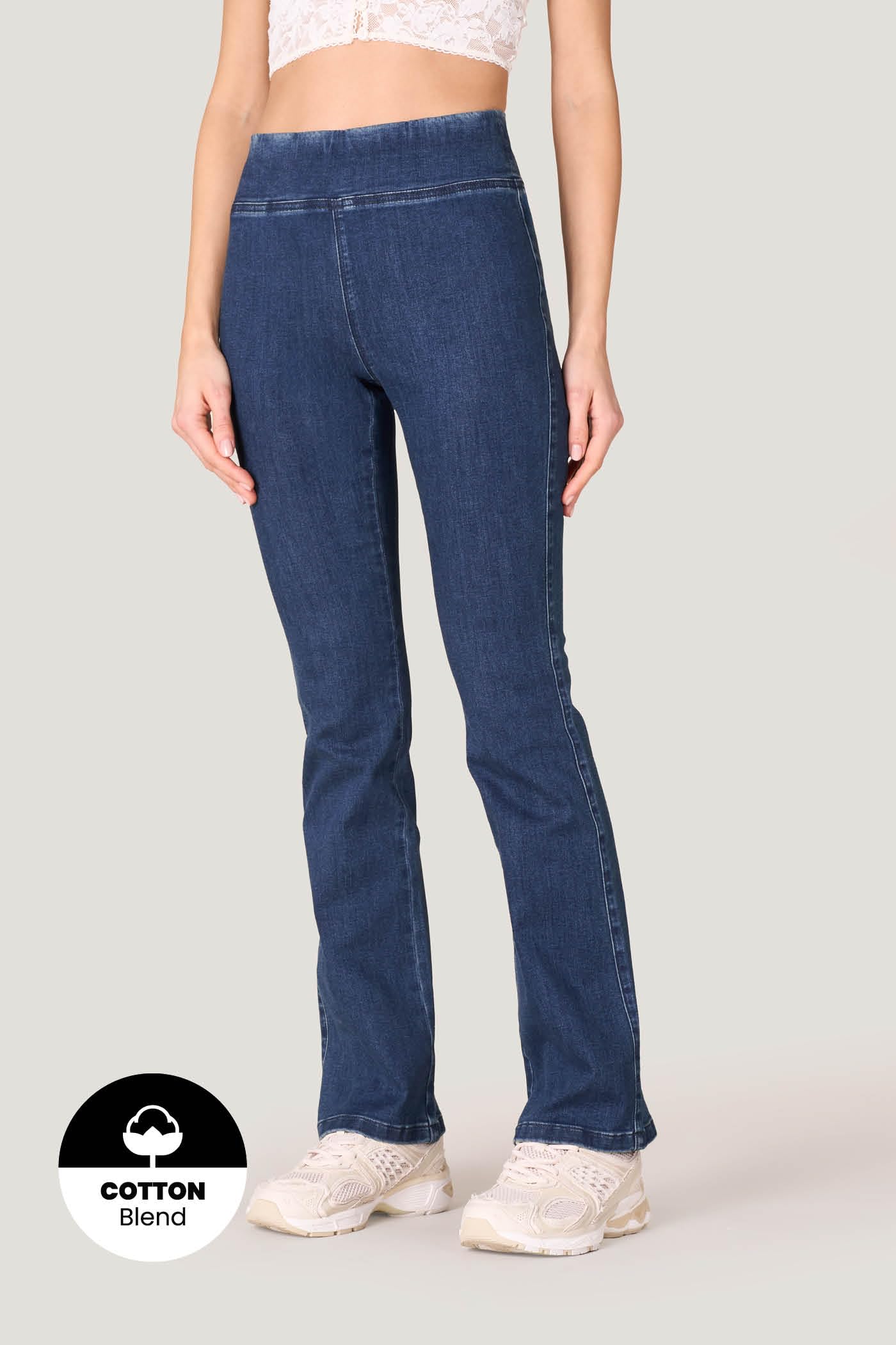 Goldenpoint Flare Long Jeans Denim Vita Alta Svasato Donna
