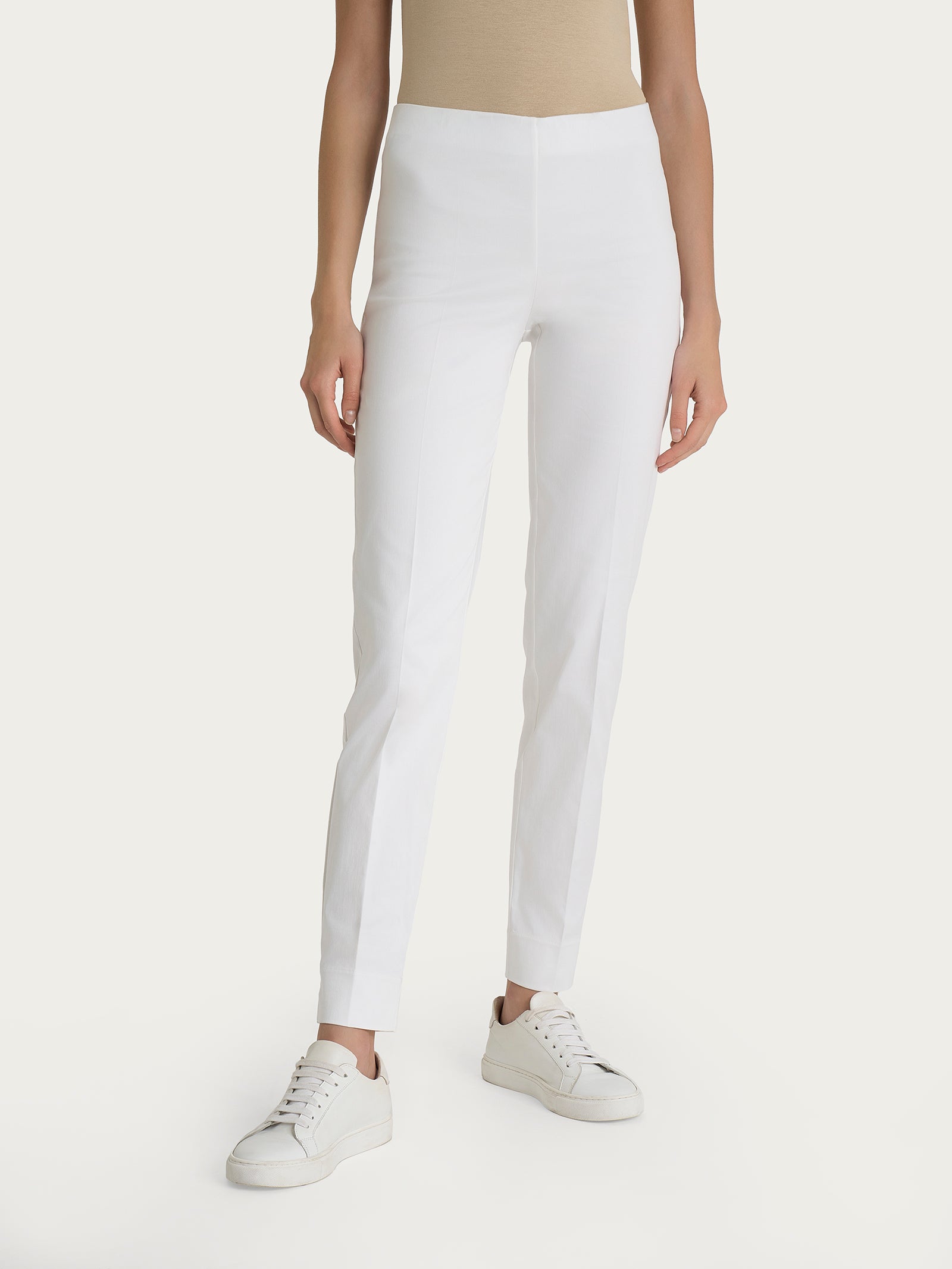 Ragno Satin Power Pantalone Sigaretta Skinny Bianco Cotone