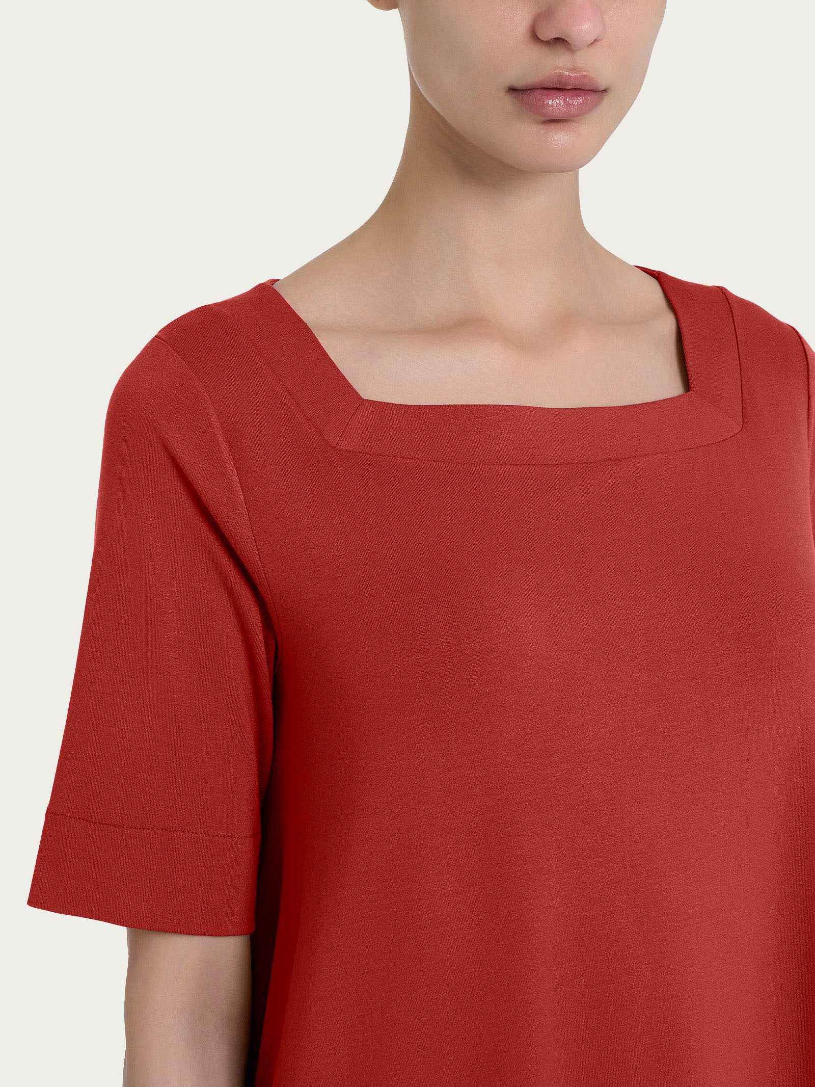 Ragno Viscosa Summer maglietta 3/4 Red Ochre jersey crepe