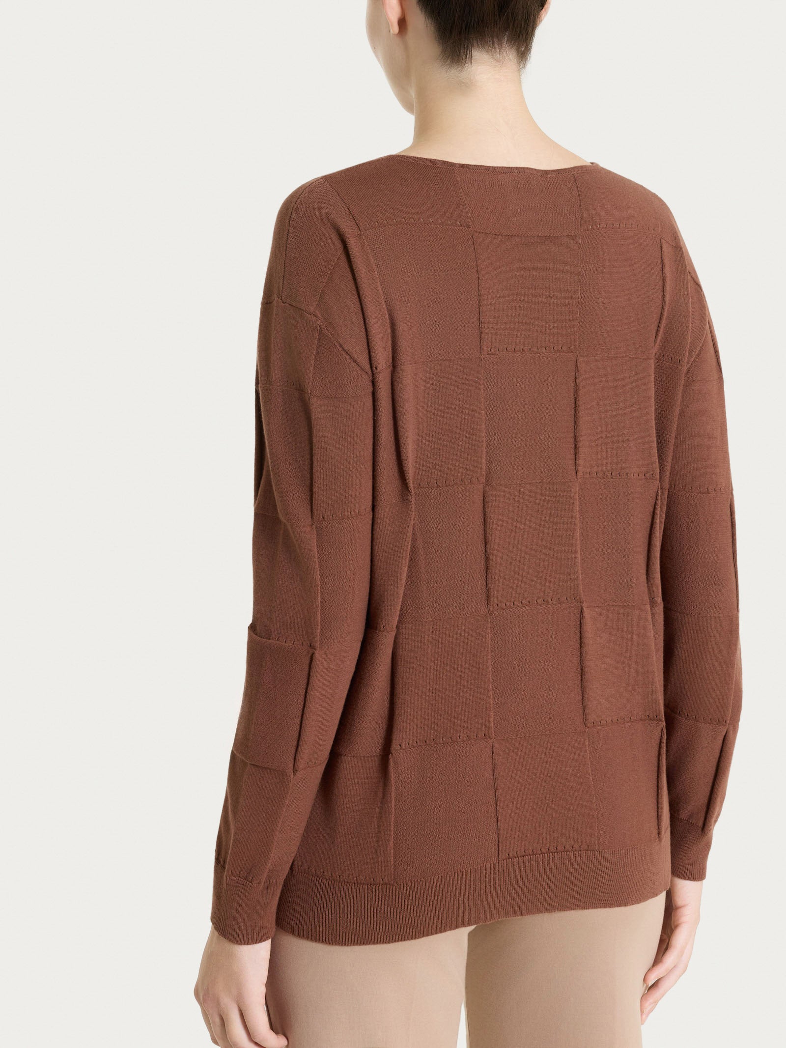 Ragno Maglia Girocollo Puro Cotone Check Cappuccino