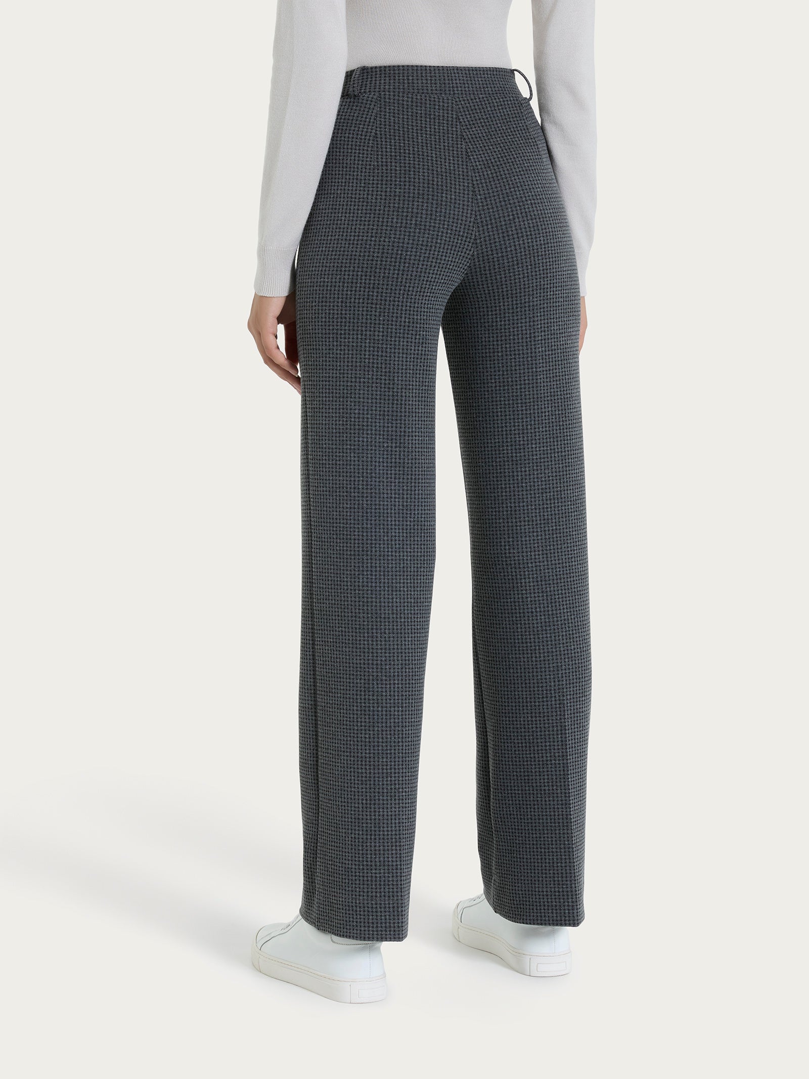 Ragno Wide Leg Pantalone ampio pantalone micro check ardesia