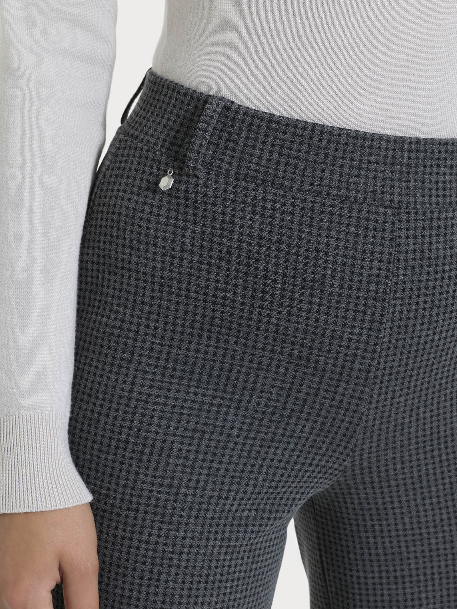 Ragno Wide Leg Pantalone ampio pantalone micro check ardesia