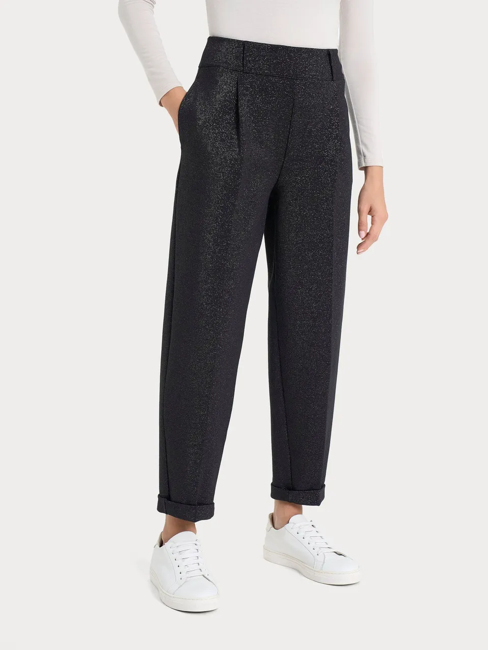 Ragno Eco Jacquard Pantalone Carota Donna Nero Tapered