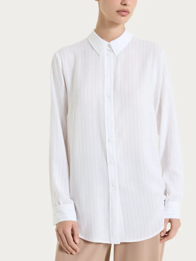 Ragno EcoSeta Camicia Righe Champignon manica lunga