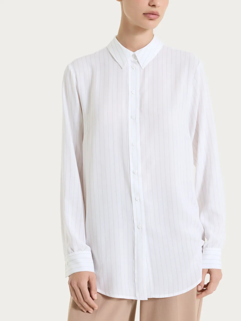 Ragno EcoSeta Camicia Righe Champignon manica lunga