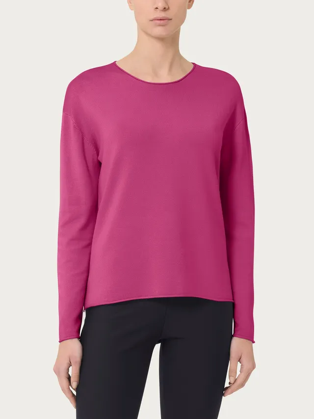 Ragno Four Seasons Maglia Asimmetrica Girocollo Red Violet Viscosa