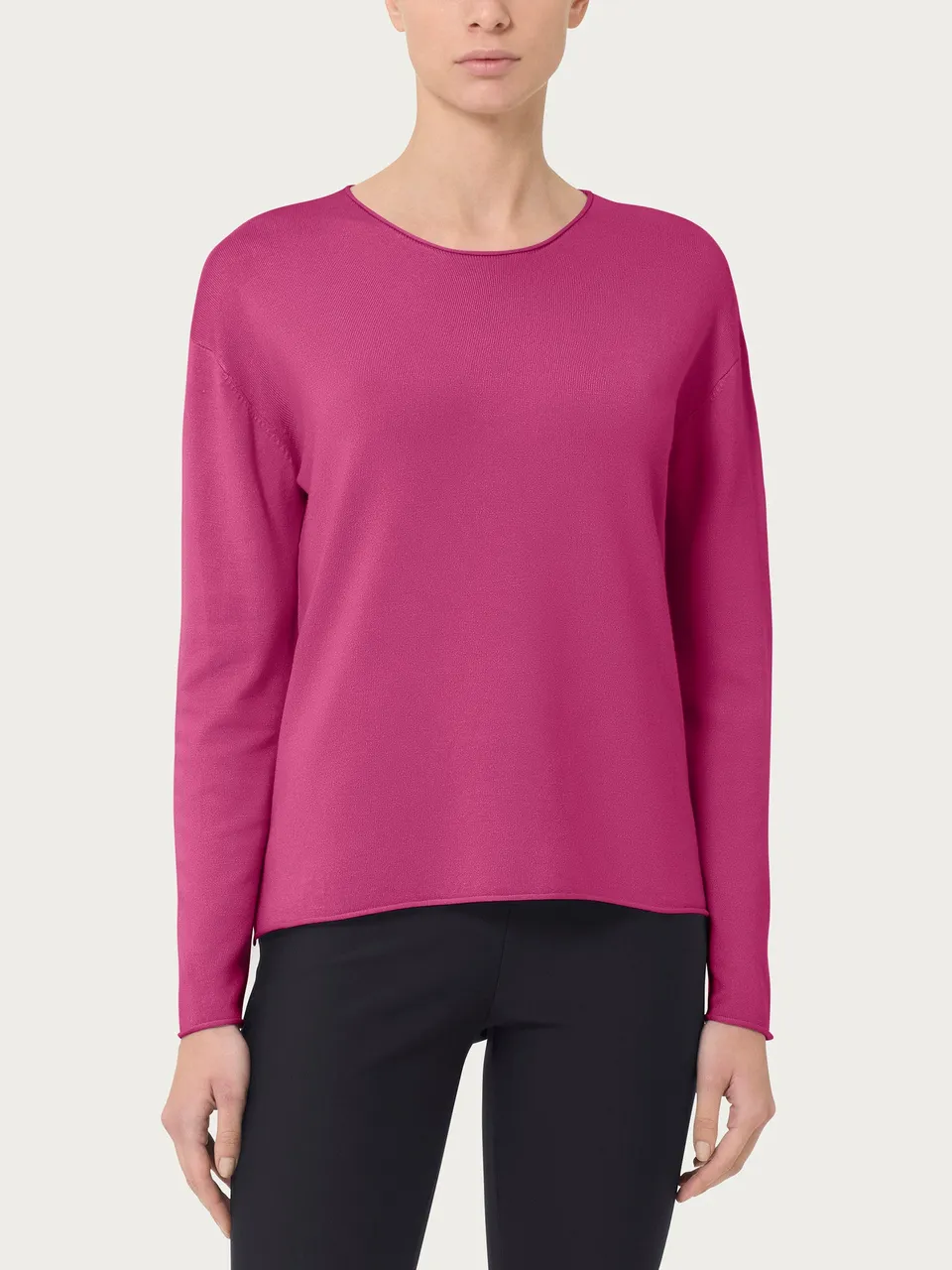 Ragno Four Seasons Maglia Asimmetrica Girocollo Red Violet Viscosa
