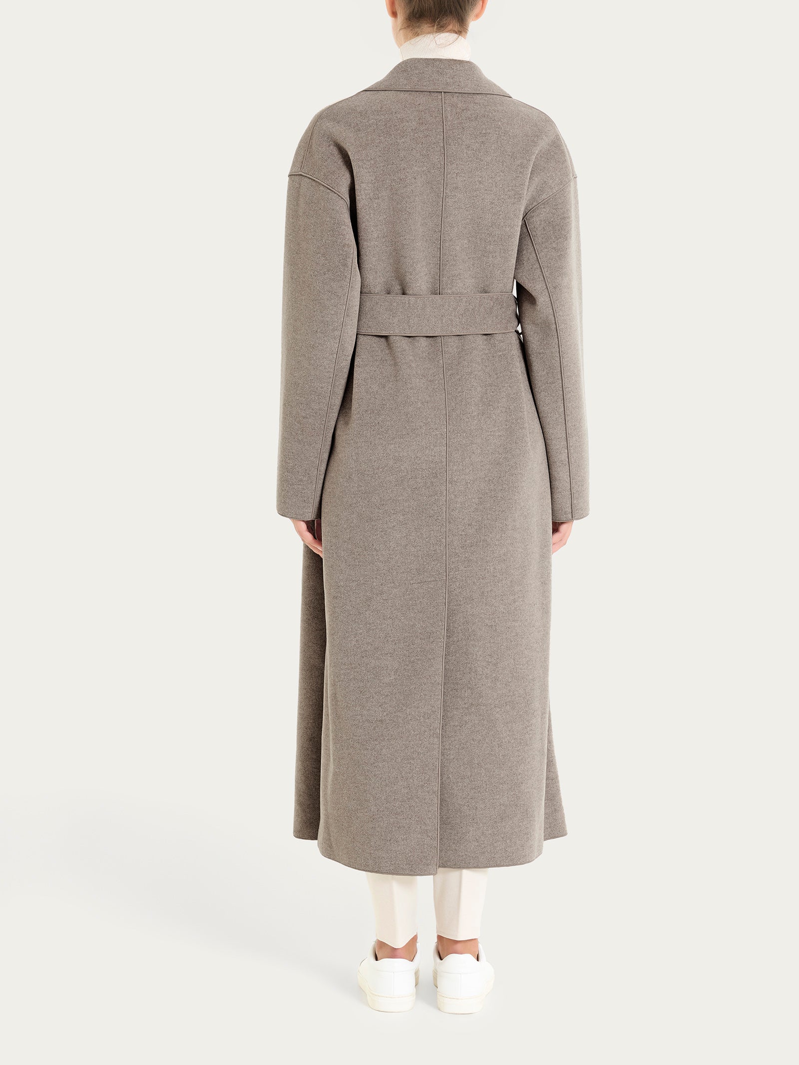 Ragno Vegan Wool Cappotto lungo bottoni cintura grigio glacé