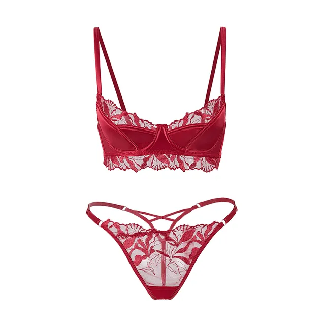 Maria Grazia Severi set lingerie satin rosso rubino
