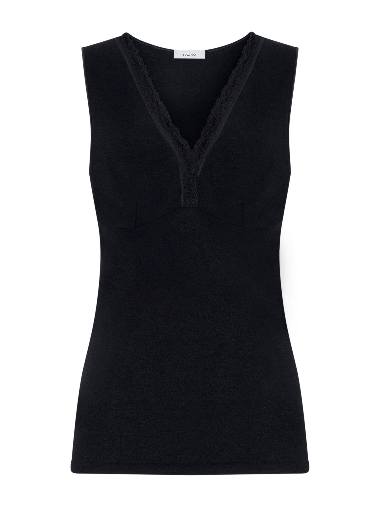 Ragno Merino Medium Canottiera Nero Pura Lana