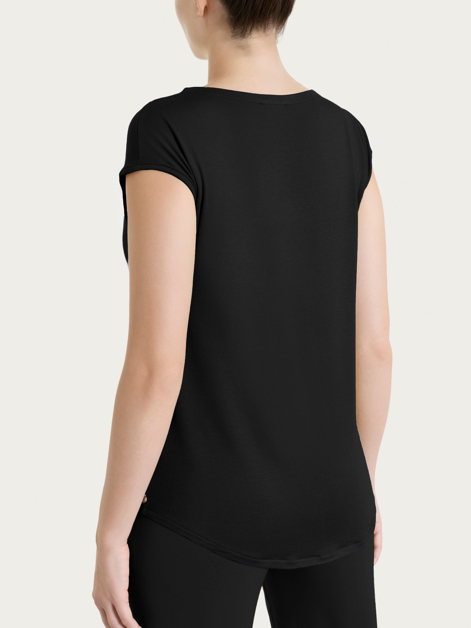 Ragno Viscosa Summer Maglietta Scollo V Nero manica kimono
