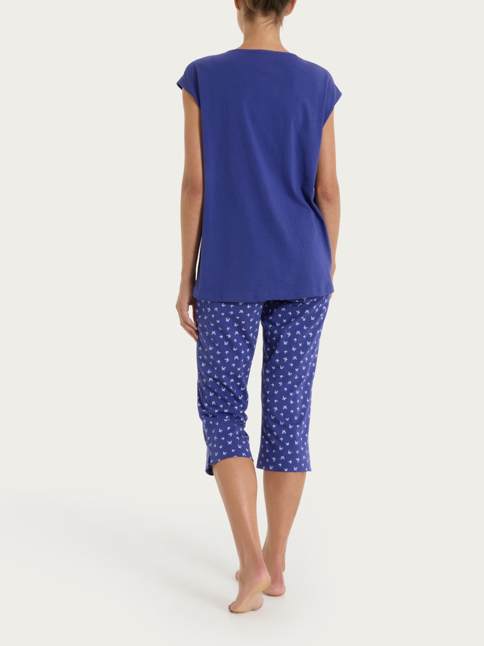 Ragno Jersey Pigiama Donna Cotone Pinocchietto Blu Navy Blue