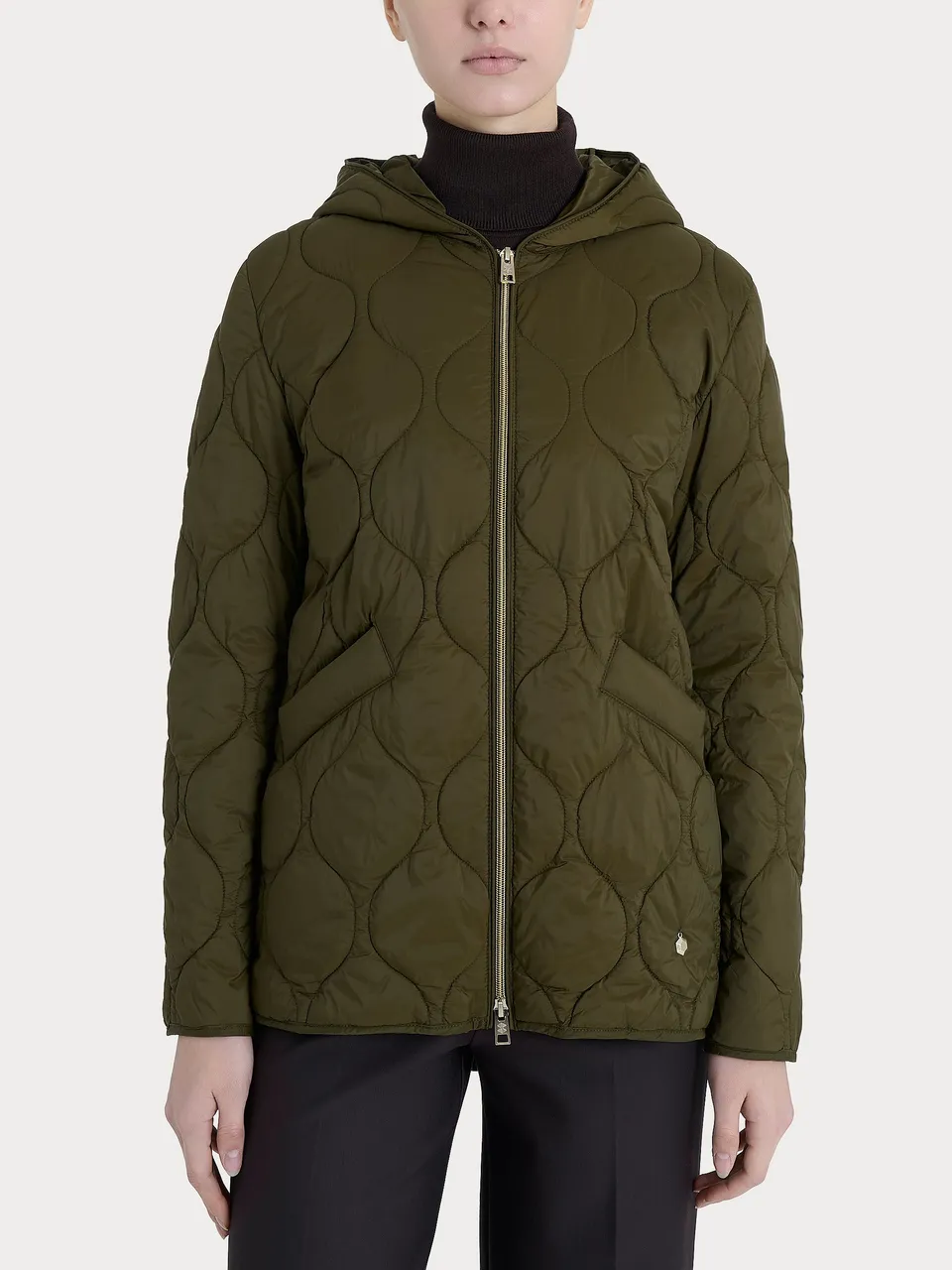 Ragno Onion Quilt piumino donna Dark Olive con cappuccio
