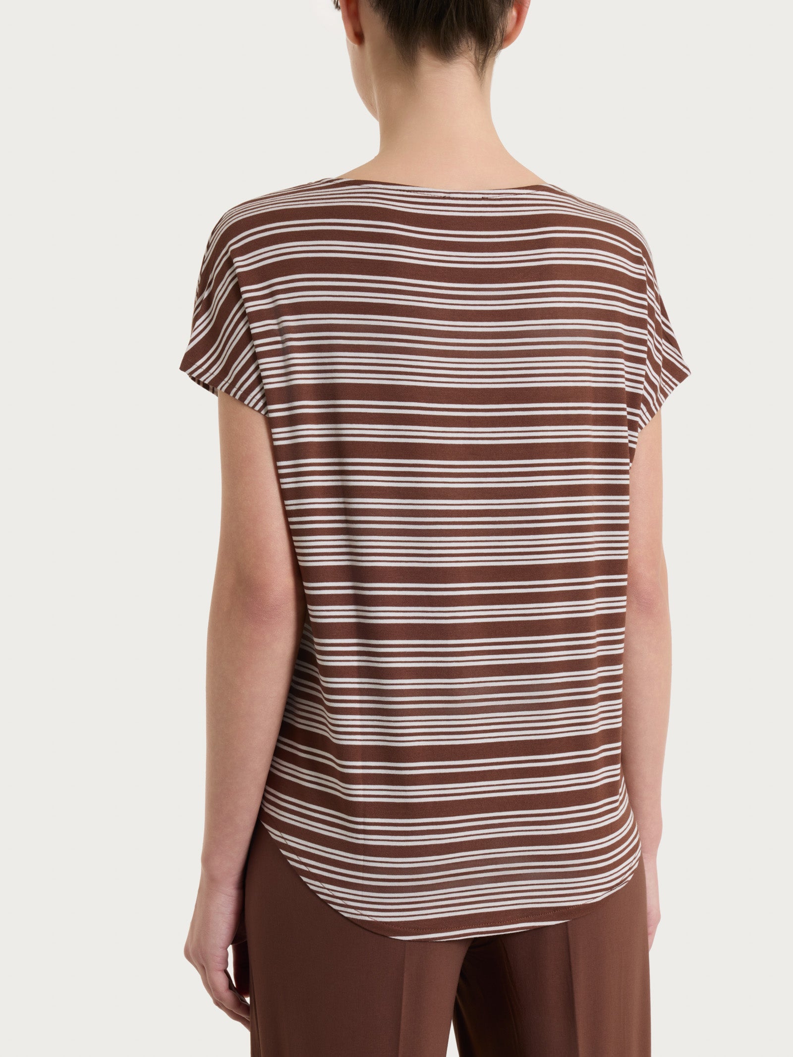 Ragno Viscosa Summer righe alternate maglietta marrone Cappuccino