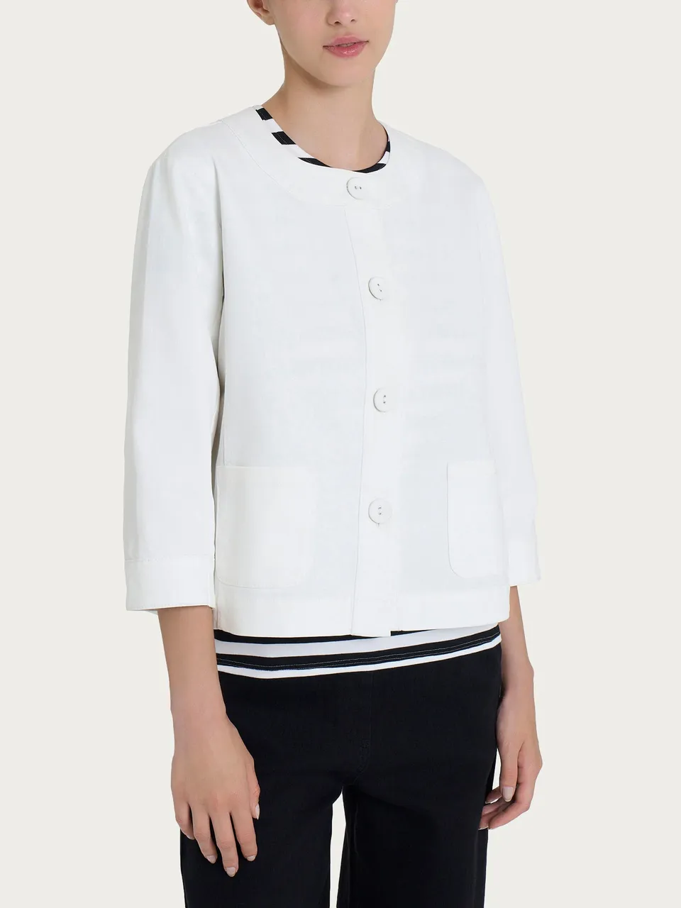 Ragno Super Denim giacca bottoni Bianco denim leggero