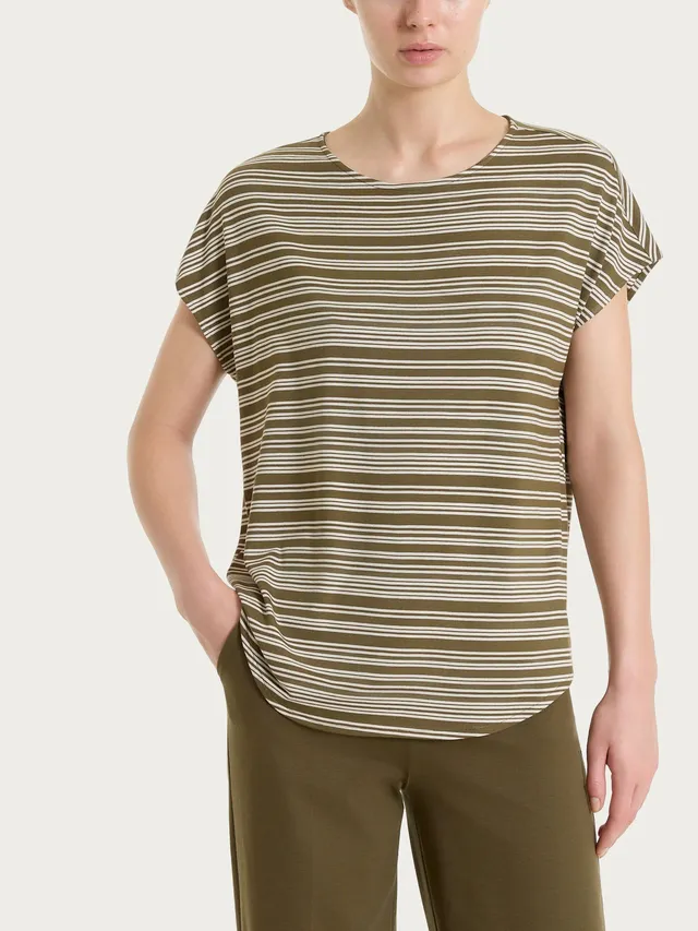 Ragno Perfetta Revolution Girocollo maglietta Dark Olive a righe