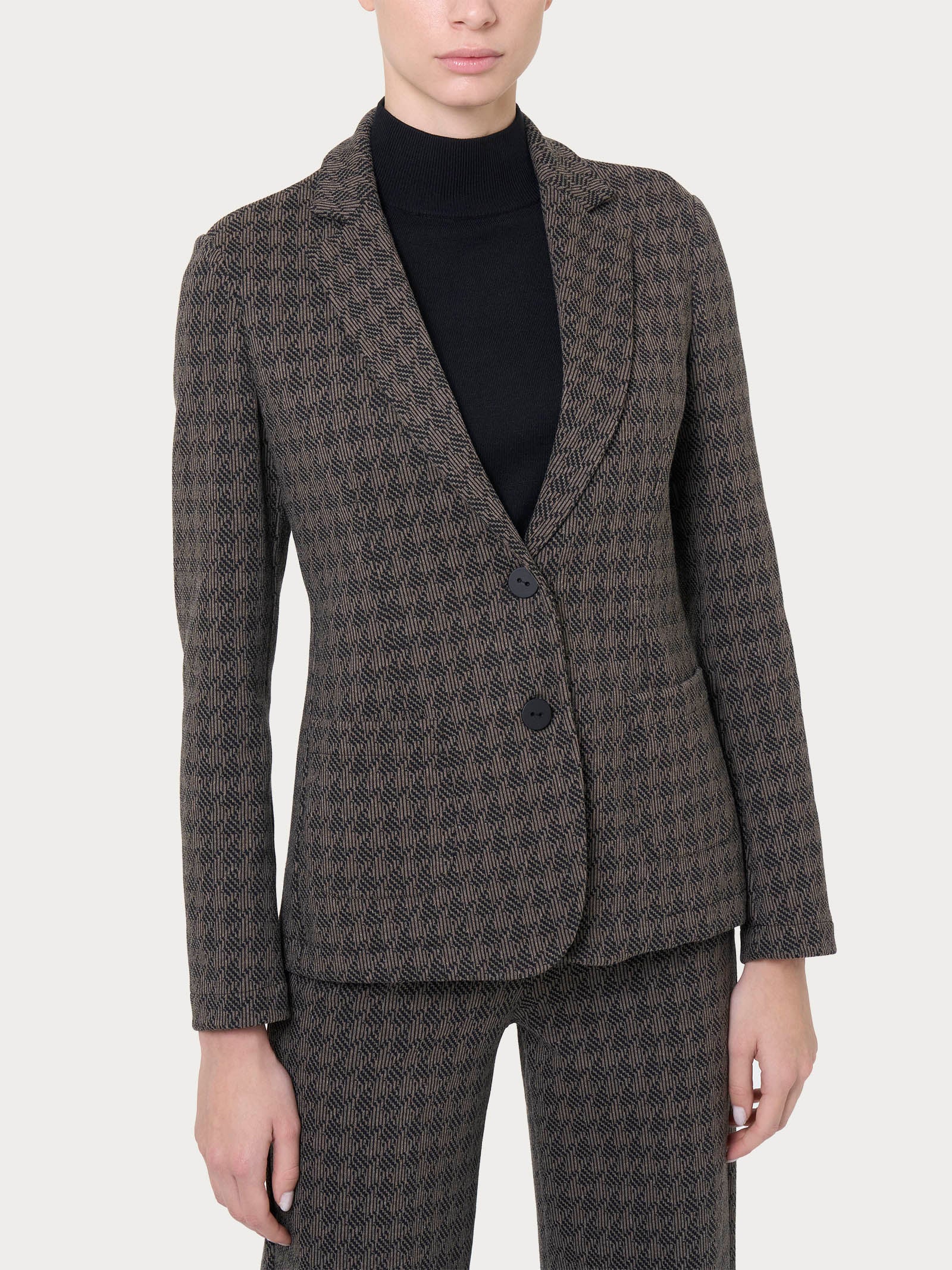 Ragno Compact Eco Jacquard Blazer Donna Fantasia Marrone