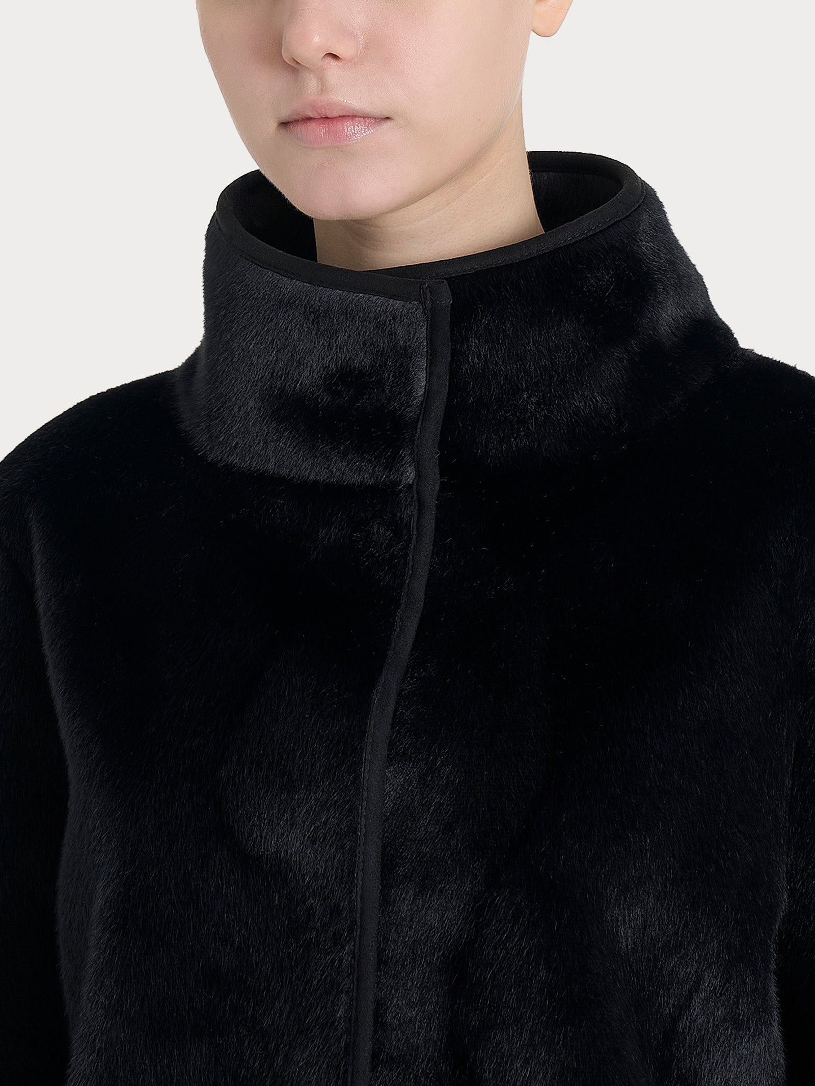 Ragno Vegan Shearling Giacca Lunga Double-Face Nero calda