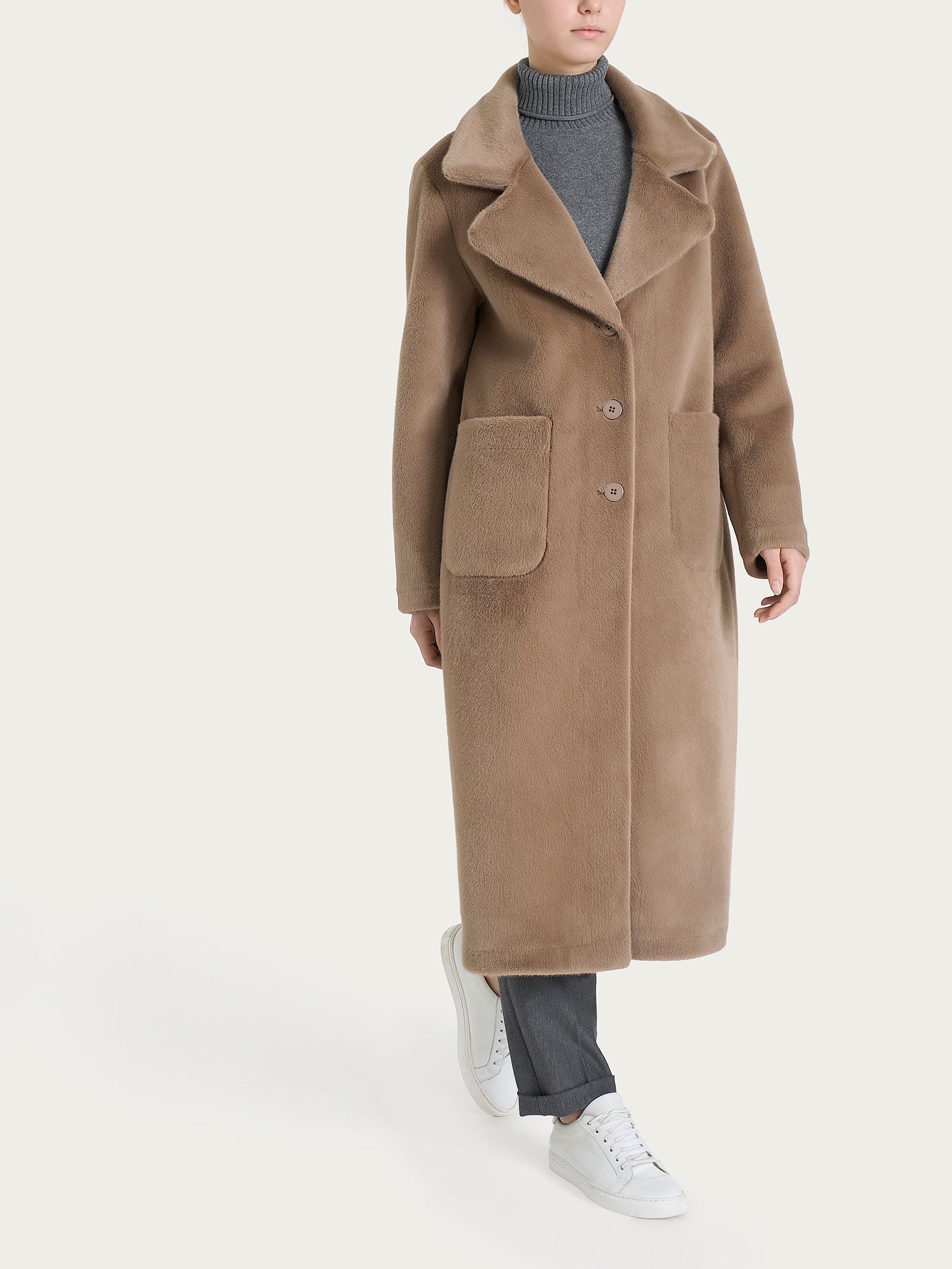 Ragno cappotto lungo double-face Vegan Shearling marrone