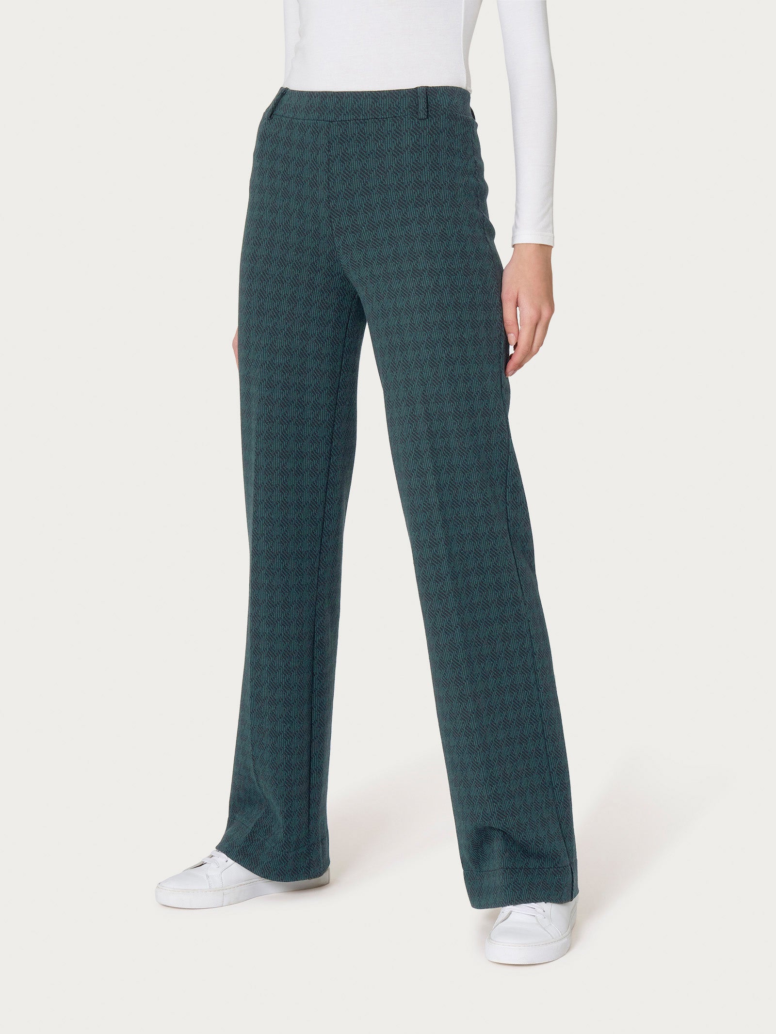 Ragno Eco Jacquard The Wide Leg pantalone Rain Forest pied de poule