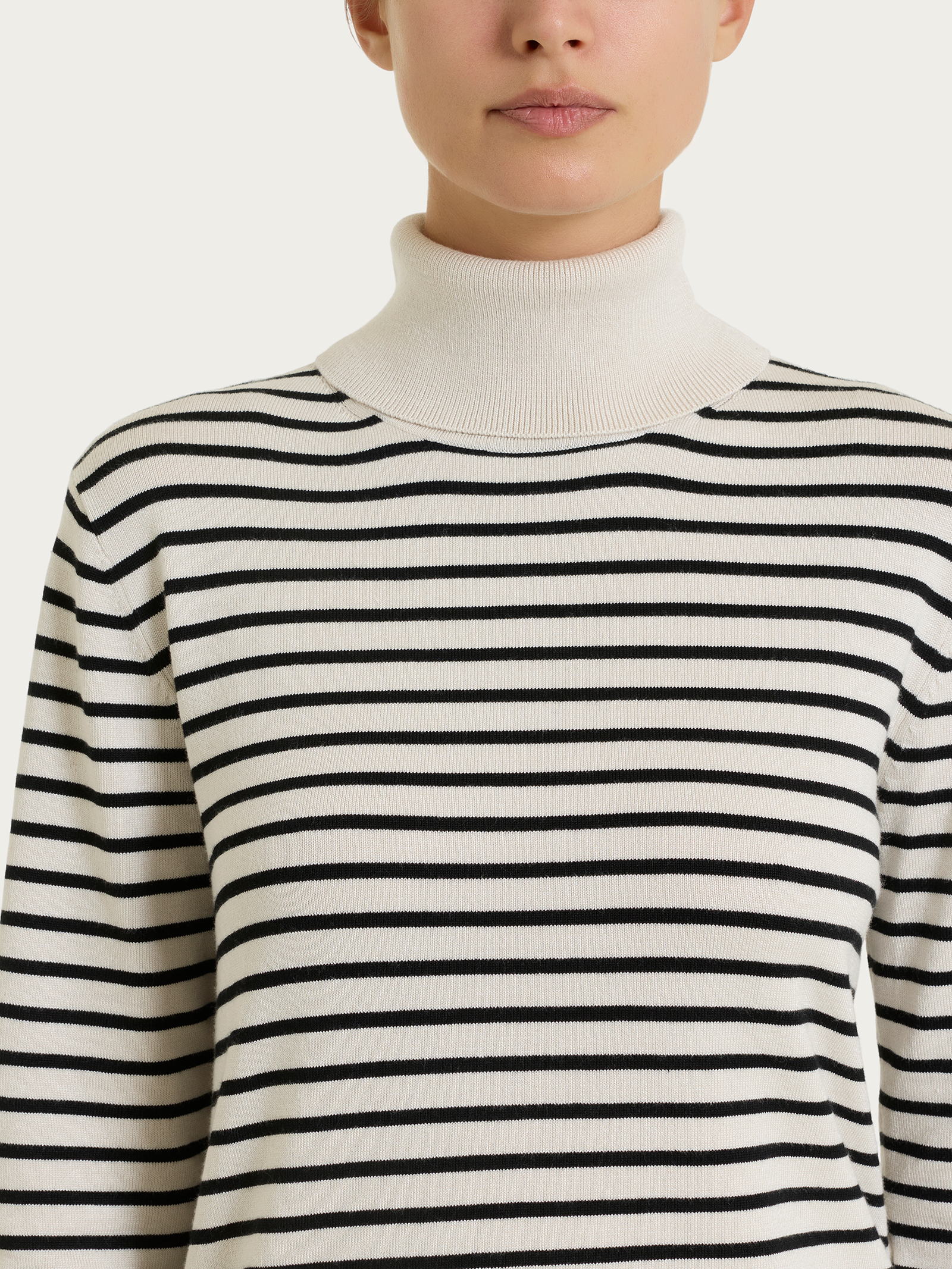 Ragno Four Seasons Dolcevita maglia righe Nero viscosa