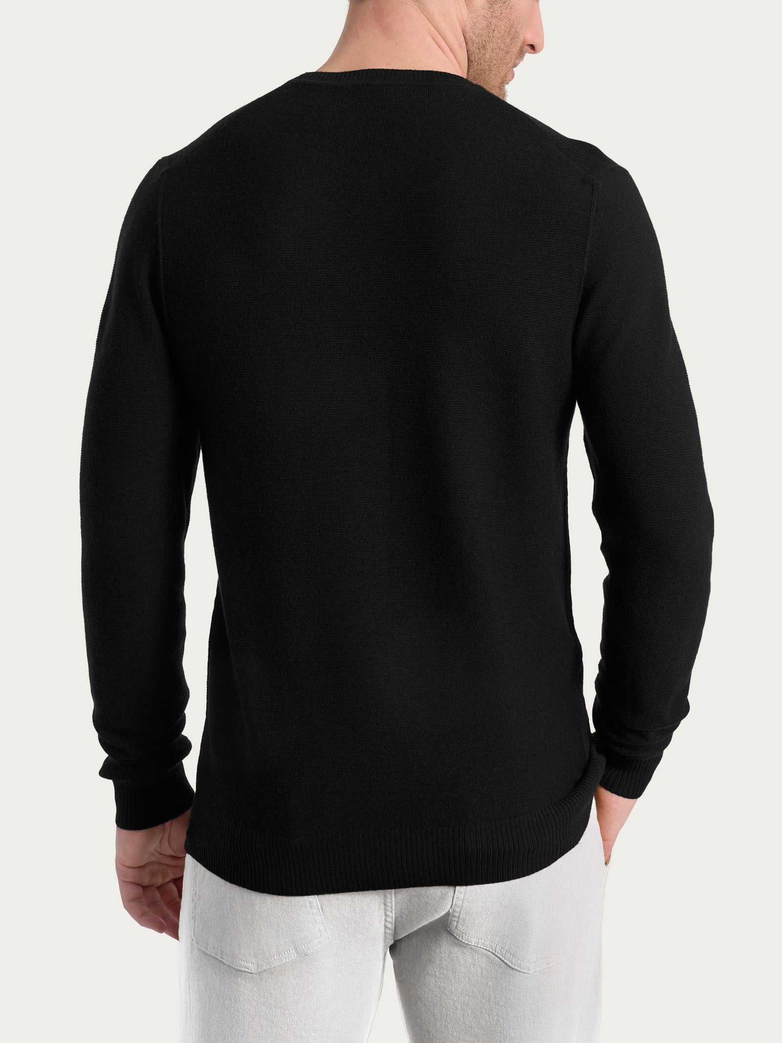 Ragno Pull girocollo Punto Links maglia uomo Nero pura lana