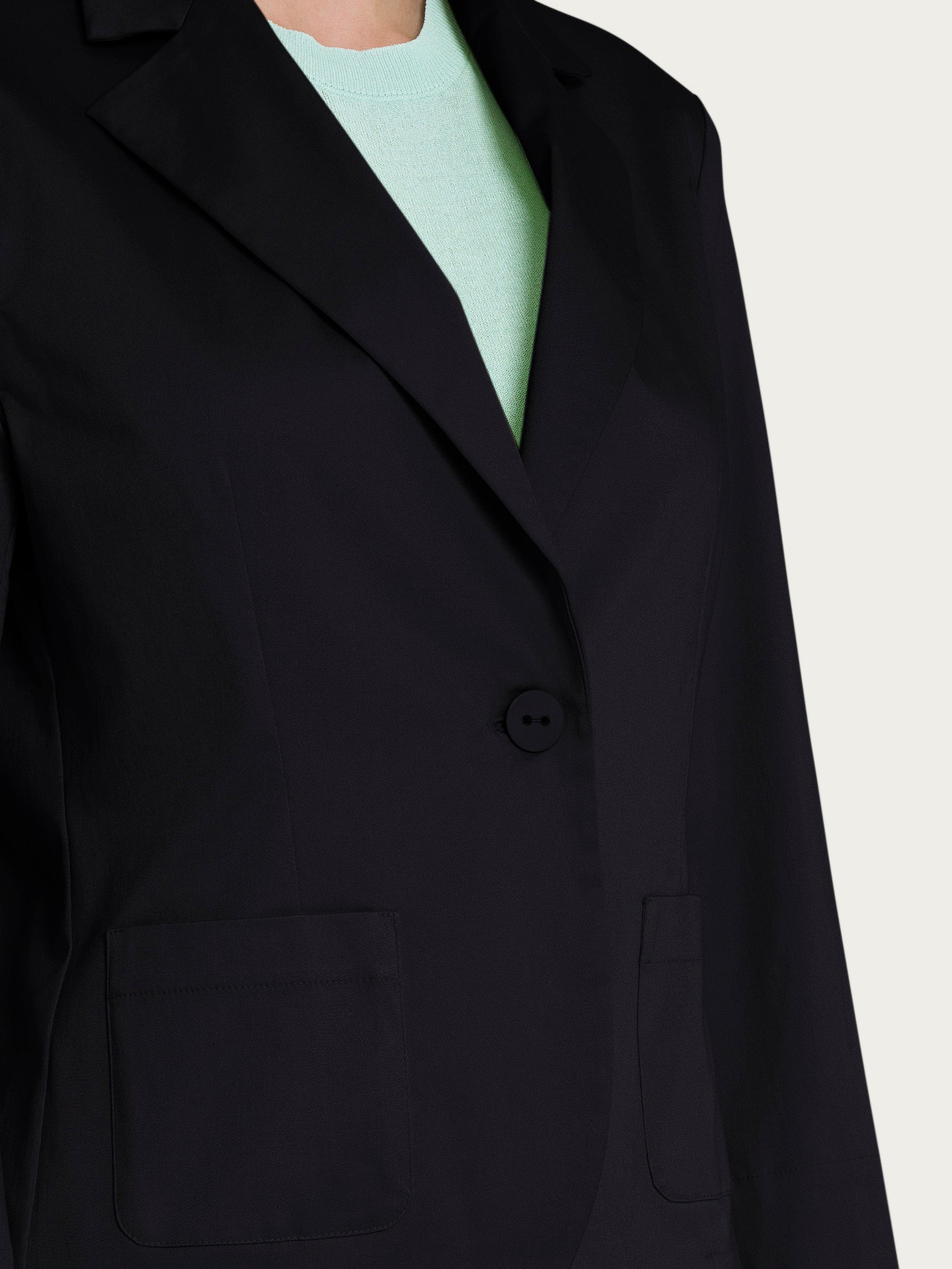 Ragno Satin Power Blazer Corto Nero 1 Bottone Cotone