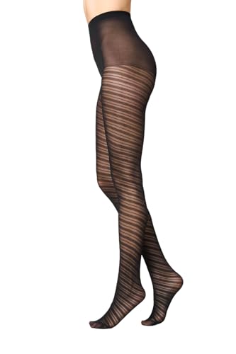 Goldenpoint Righe Oblique Lamé collant donna 30 denari fantasia