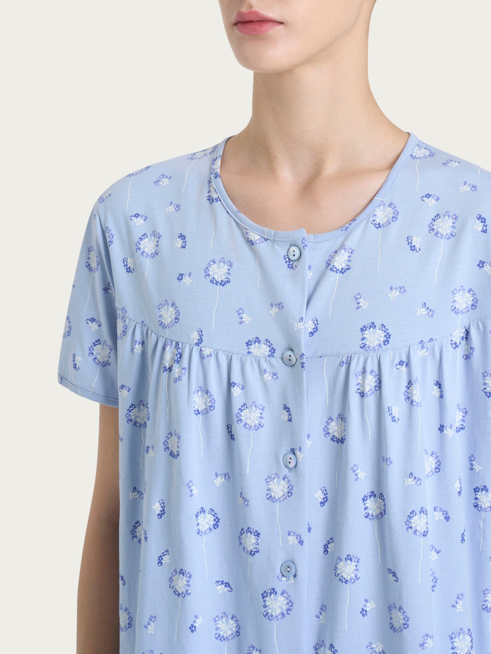Ragno Jersey Cotone 54-60 camicia notte Fant. Brunnera Blue cotone