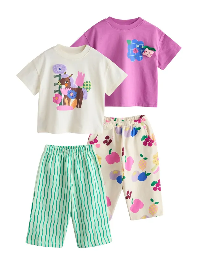 Geo Next Completo Bambina Top+Pantaloni 2 Pezzi Viola Verde