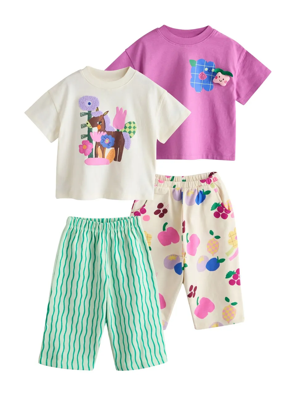 Geo Next Completo Bambina Top+Pantaloni 2 Pezzi Viola Verde