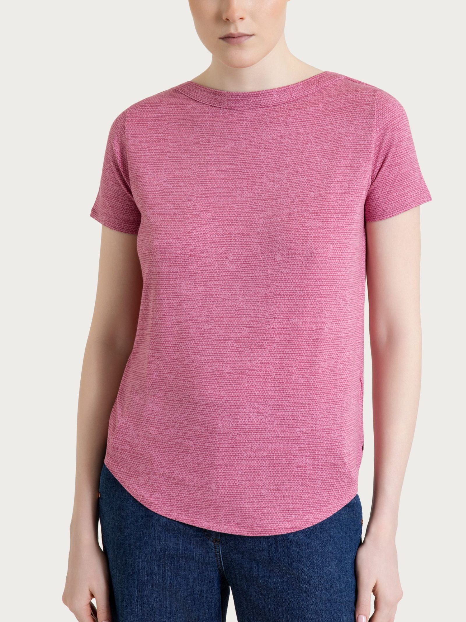 Ragno maglietta girocollo Cashmere Rose viscosa crêpe
