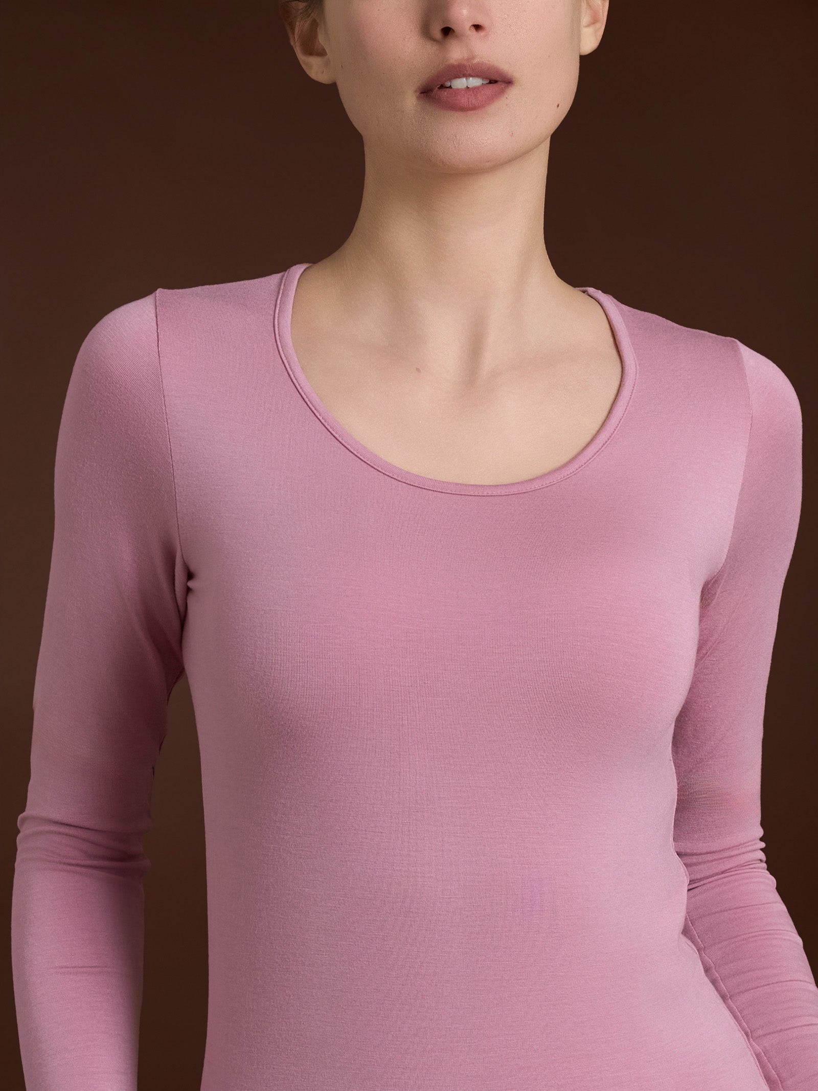 Ragno maglia girocollo Eco Viscosa manica lunga lilas